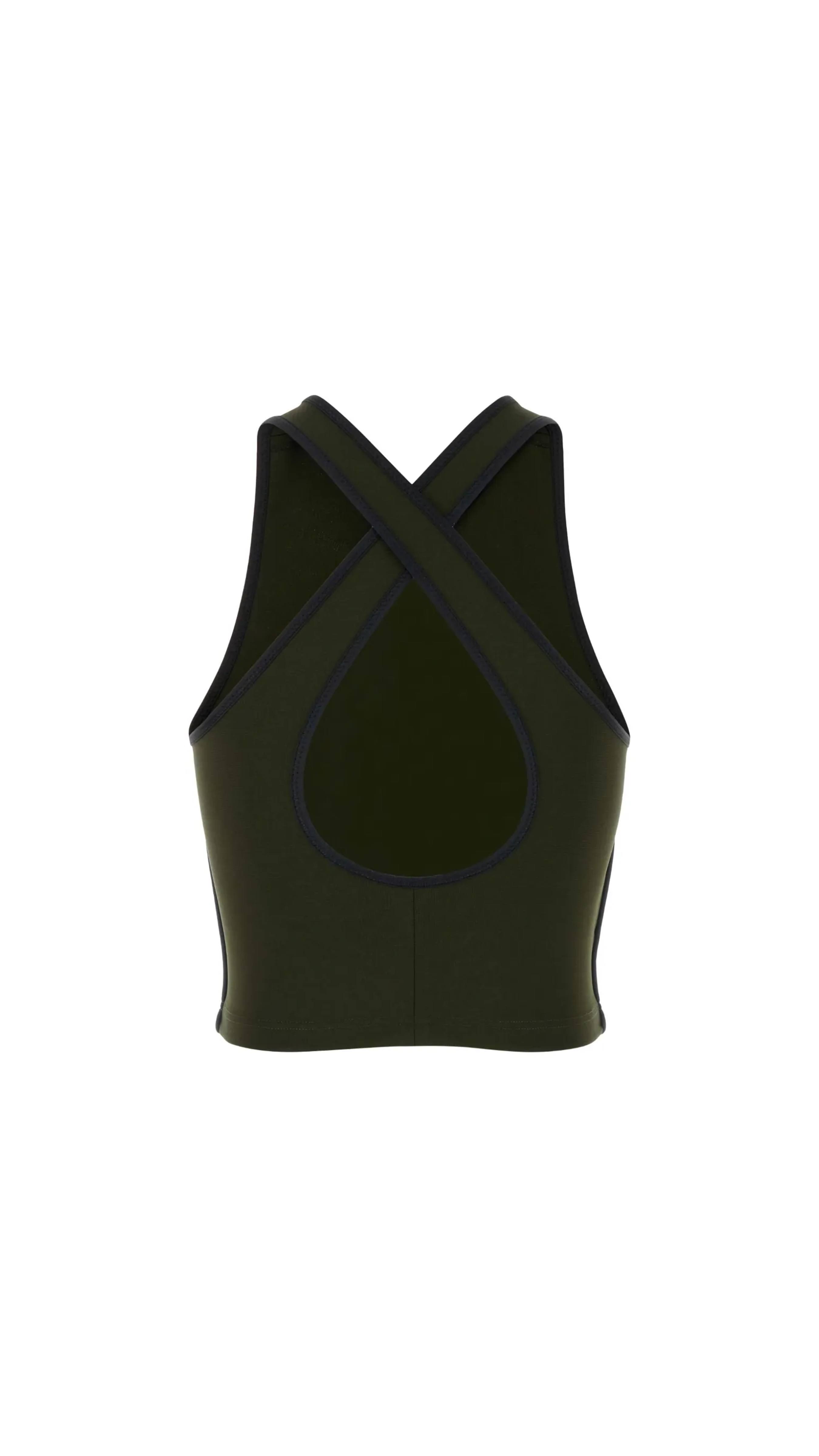 Cropped Jersey Top - Green/Navy