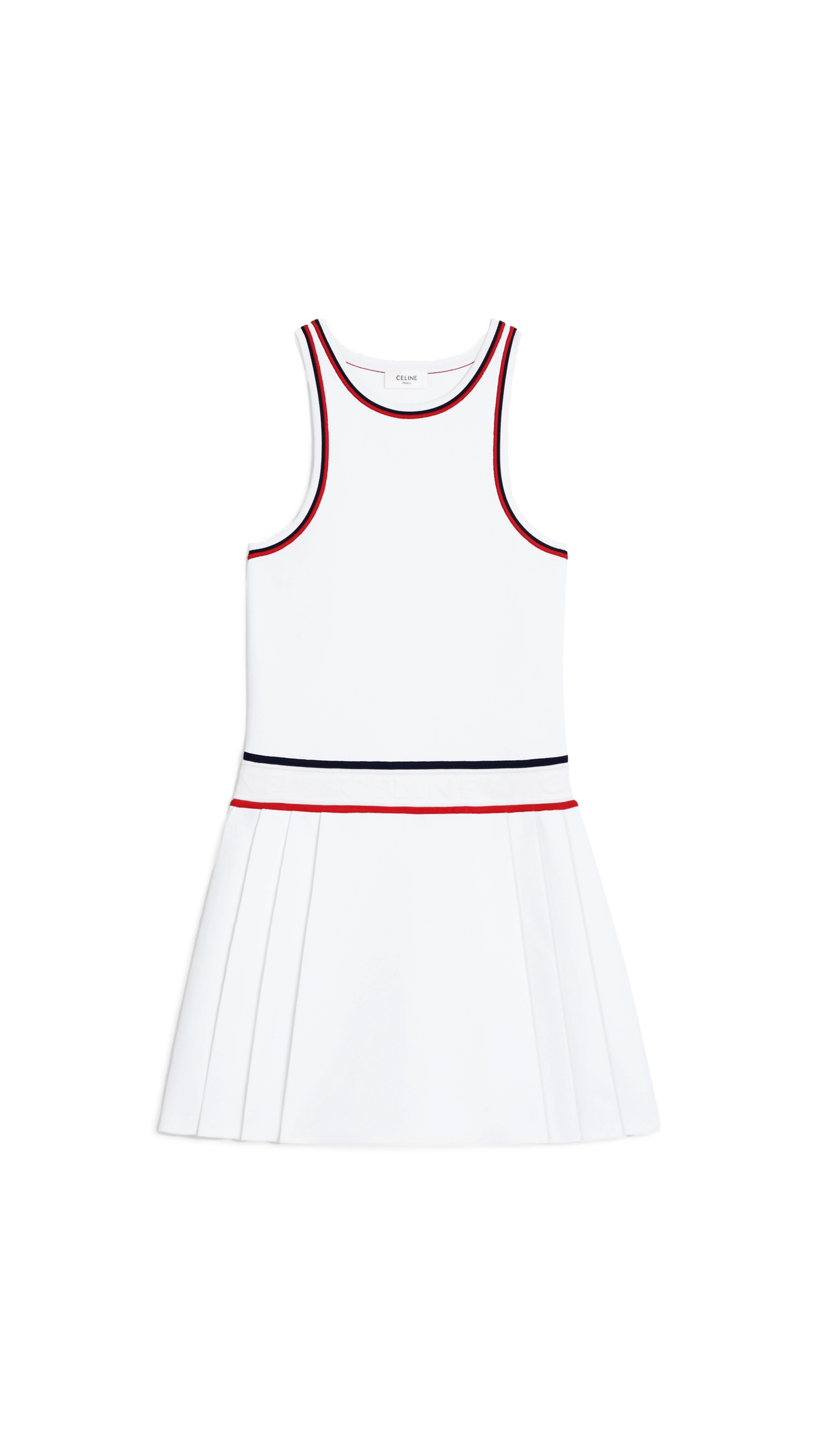 Athletic Dress in Underpinning Viscose - White/Red/Blue