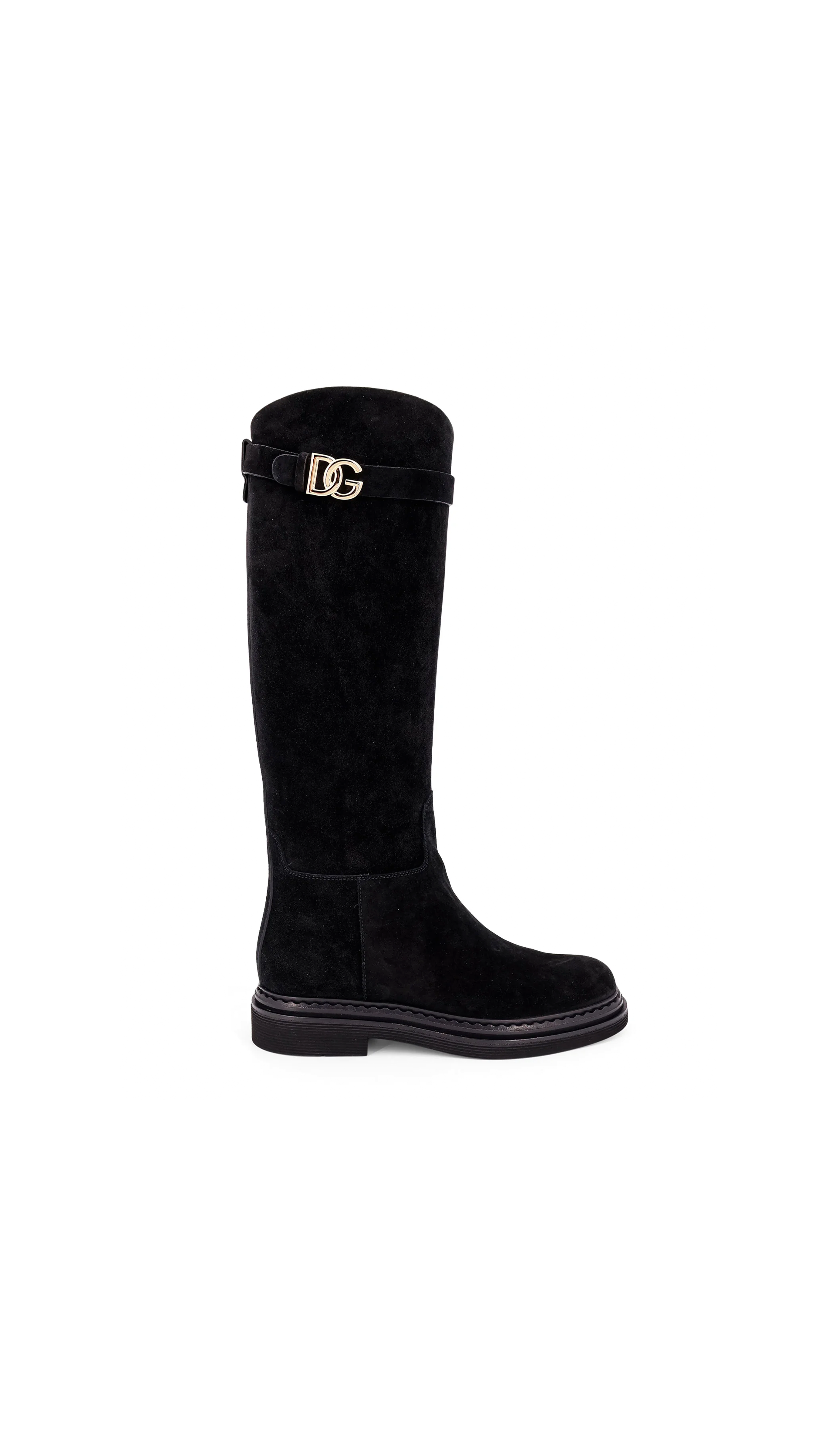 Suede Boots with DG Logo - Black