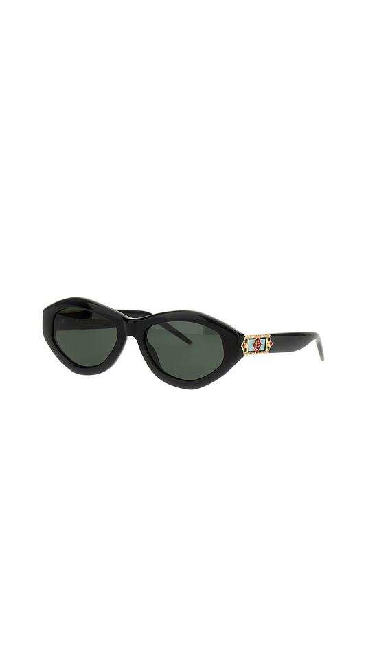 'Monogram Plaque' Sunglasses - Black