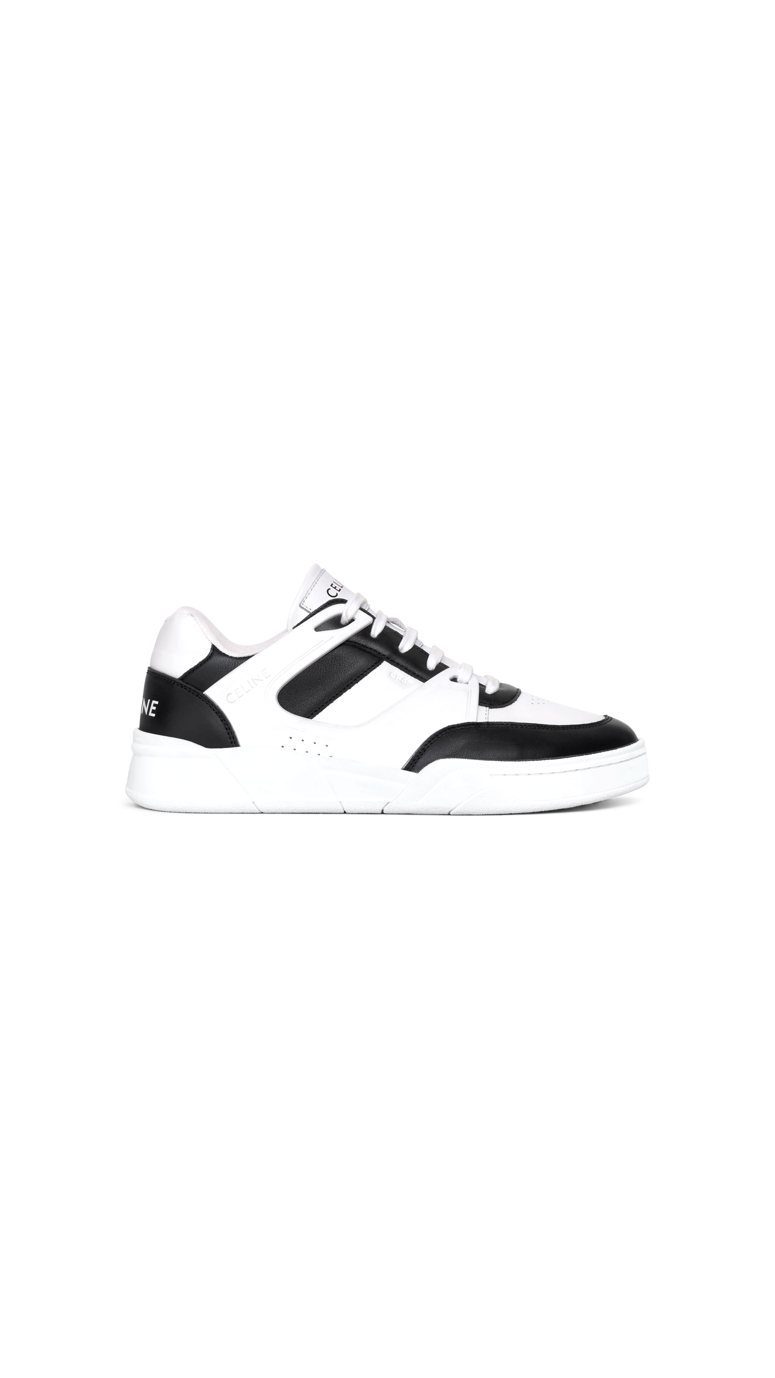 CT-07 Celine Trainer Low Lace-uo Sneaker In Calfskin - White/Black