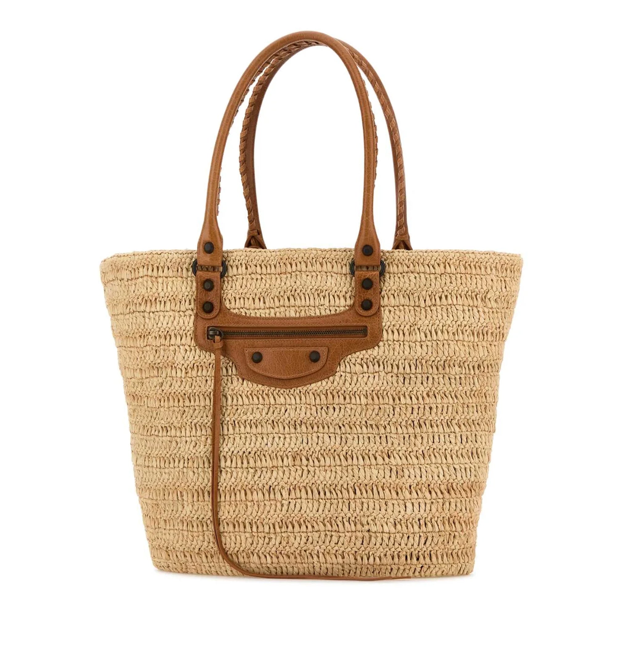 Le City Medium Raffia Basket Bag