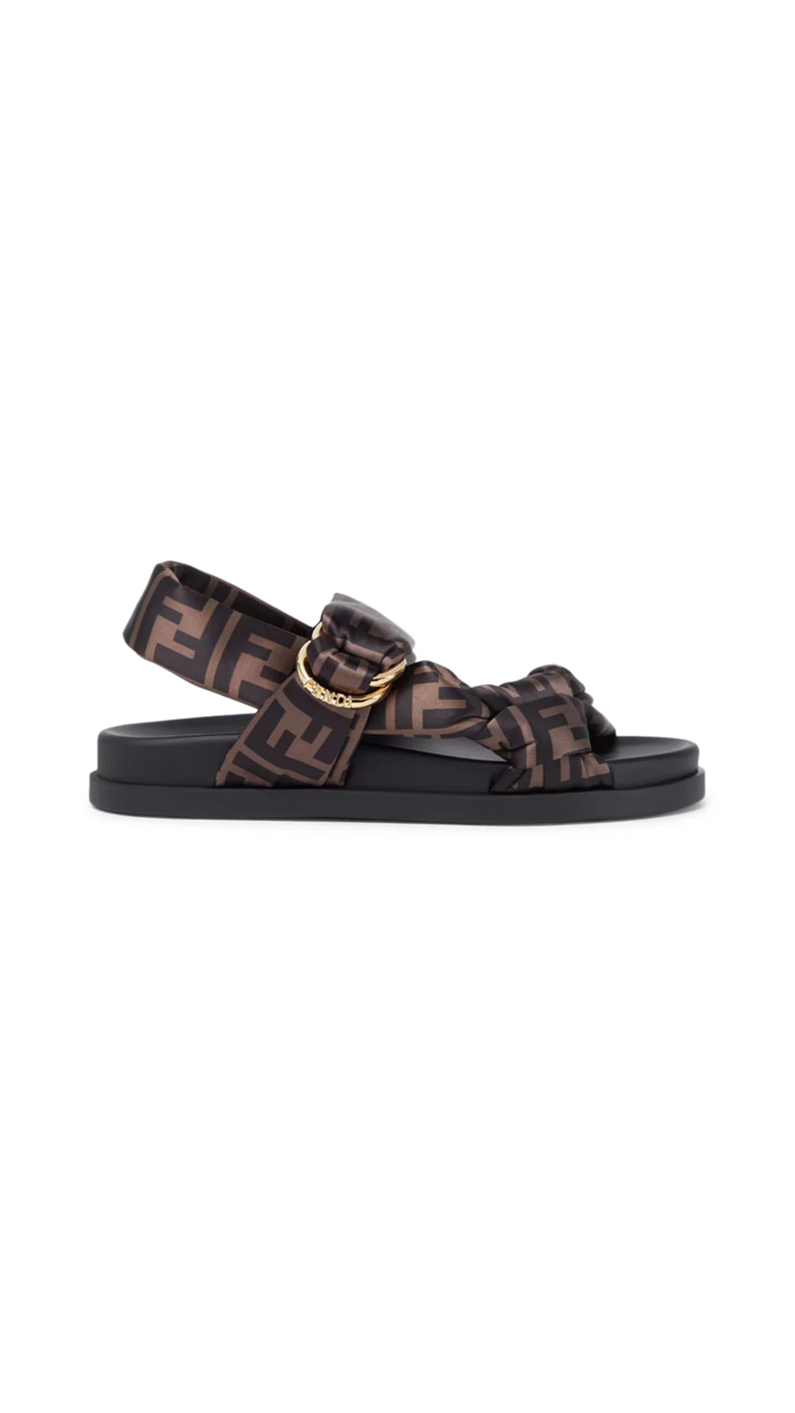 Fendi Feel FF Satin Sandals - Brown