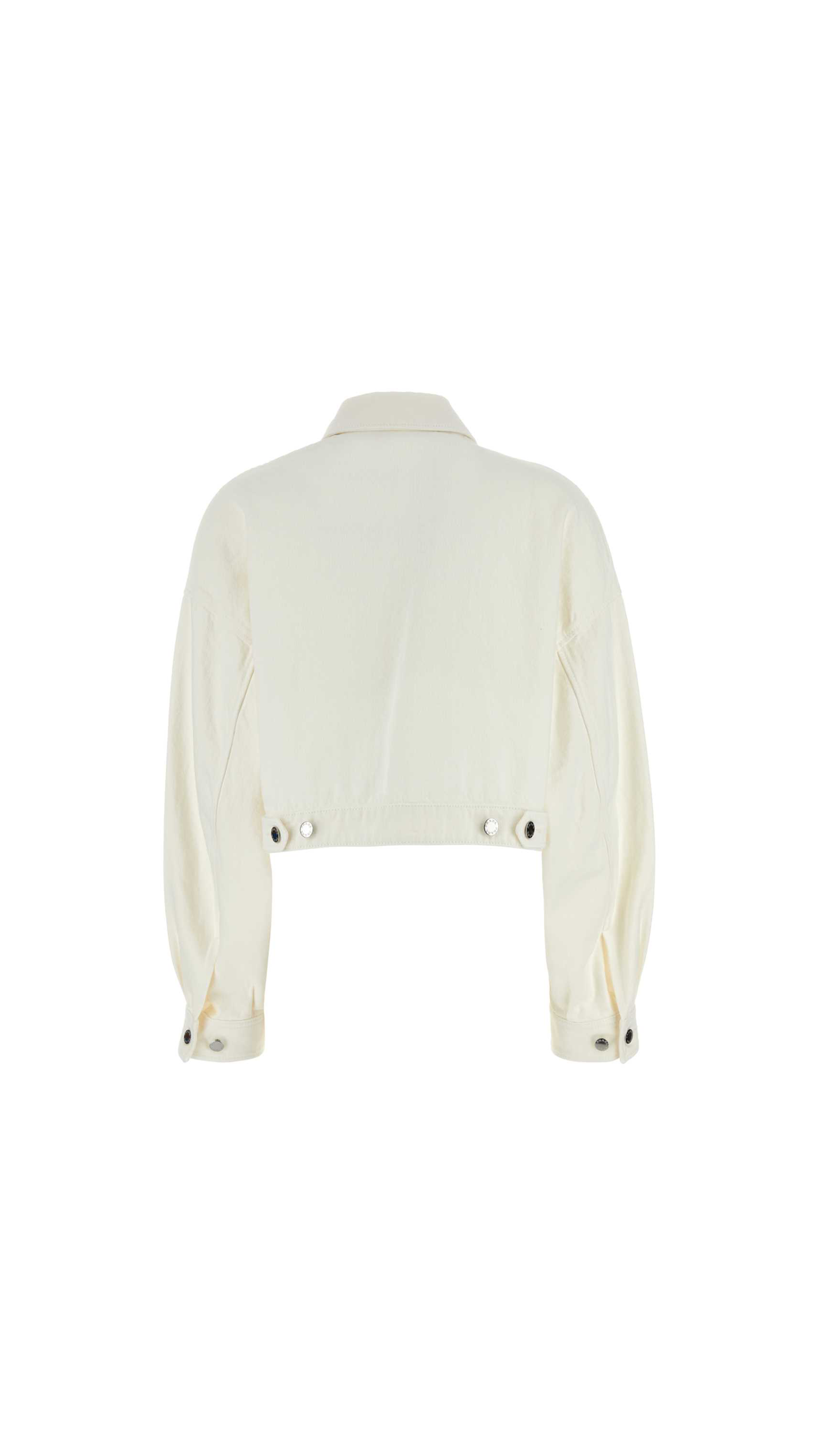 Denim Blouson Jacket - White