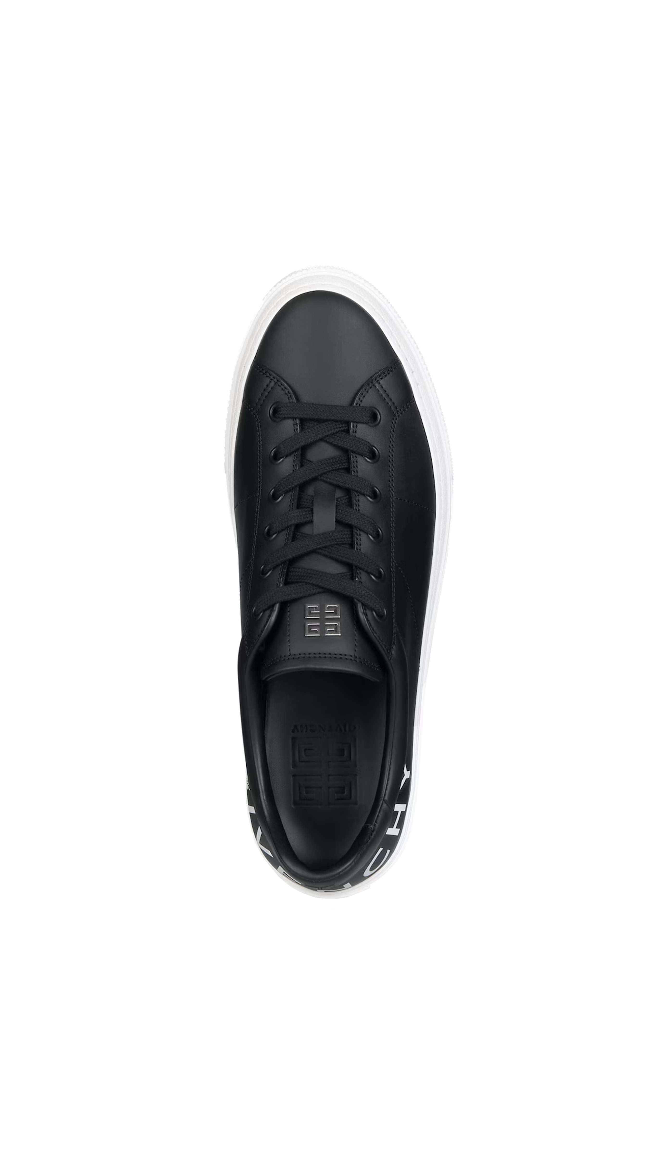 City Sport Sneakers in Leather with Printed Givenchy Logo - Black/White