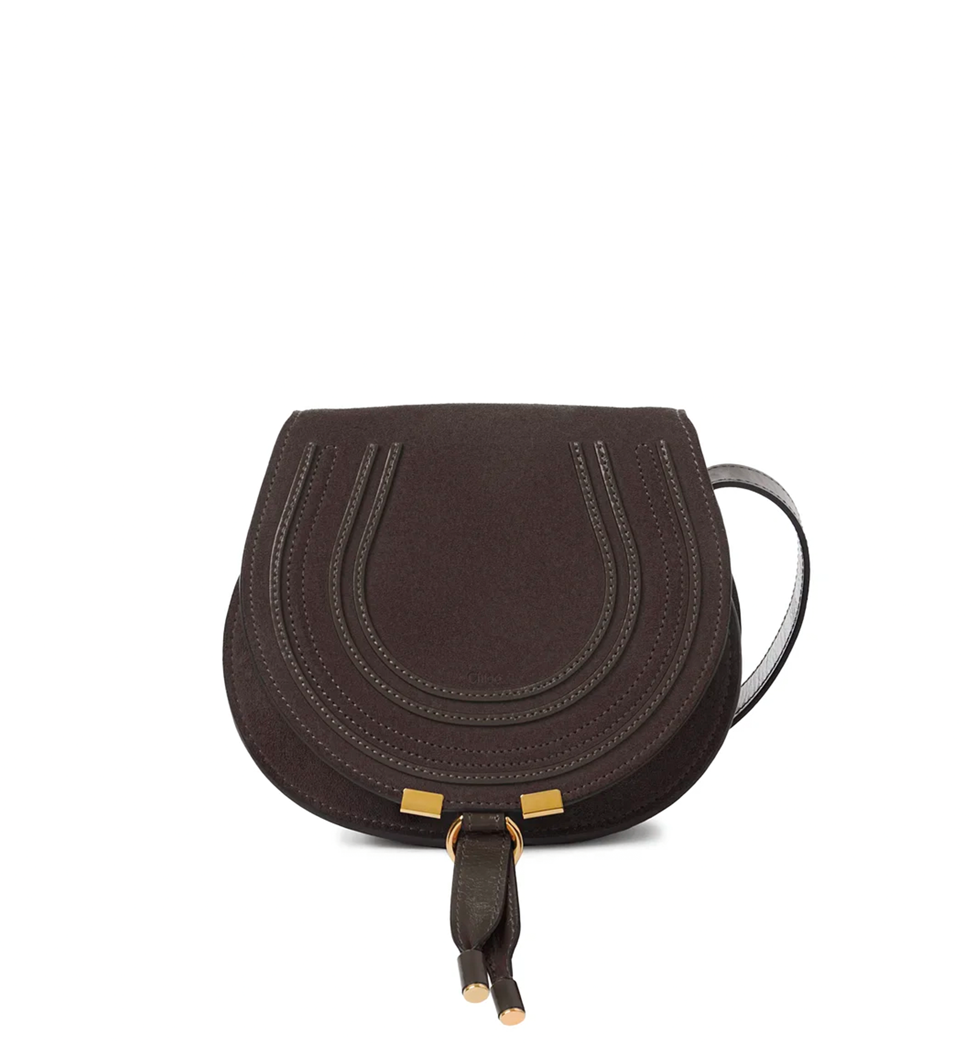 Small Marcie Saddle Bag in Suede Leather