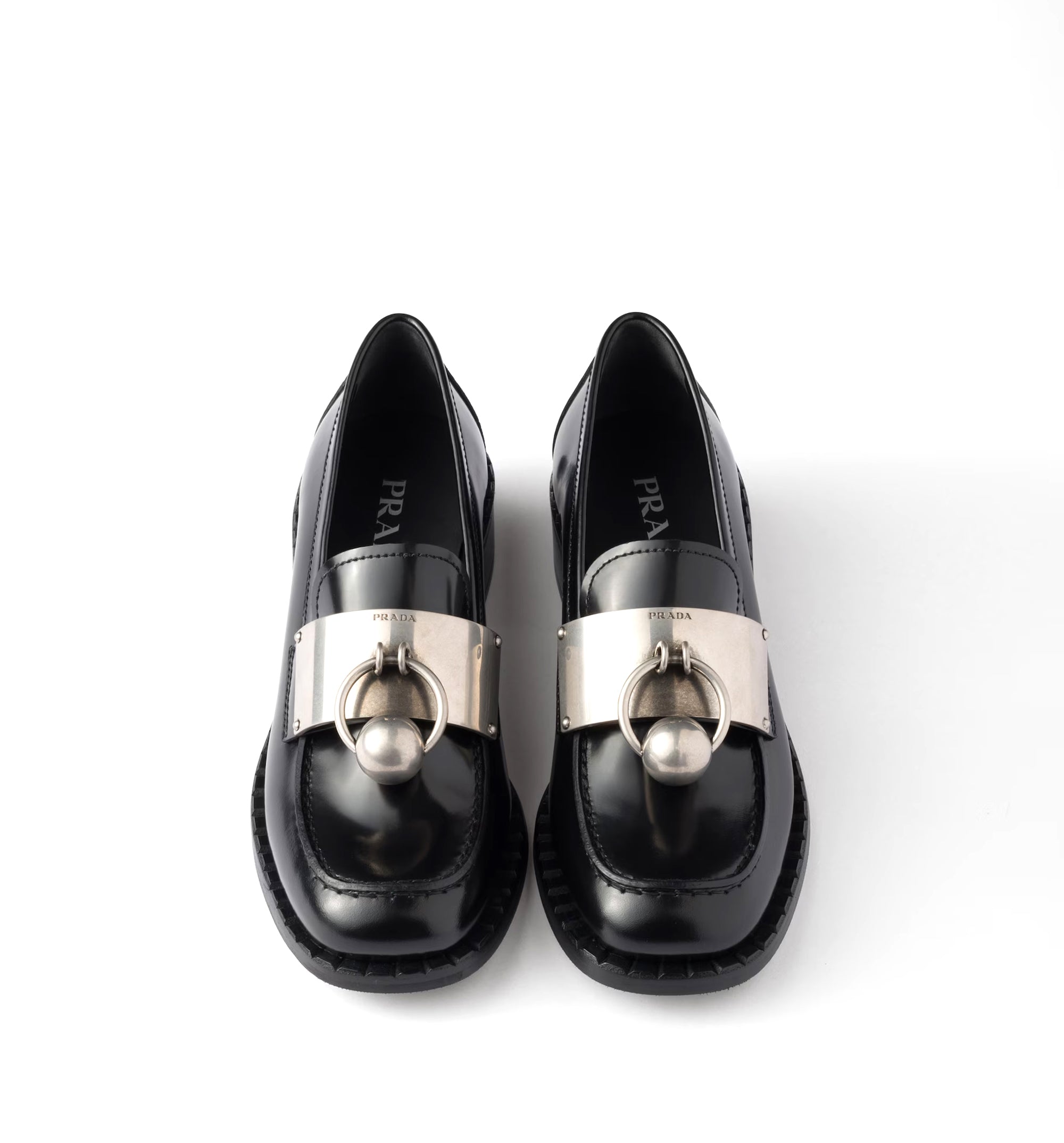 Brushed Leather Loafers with Metal Details