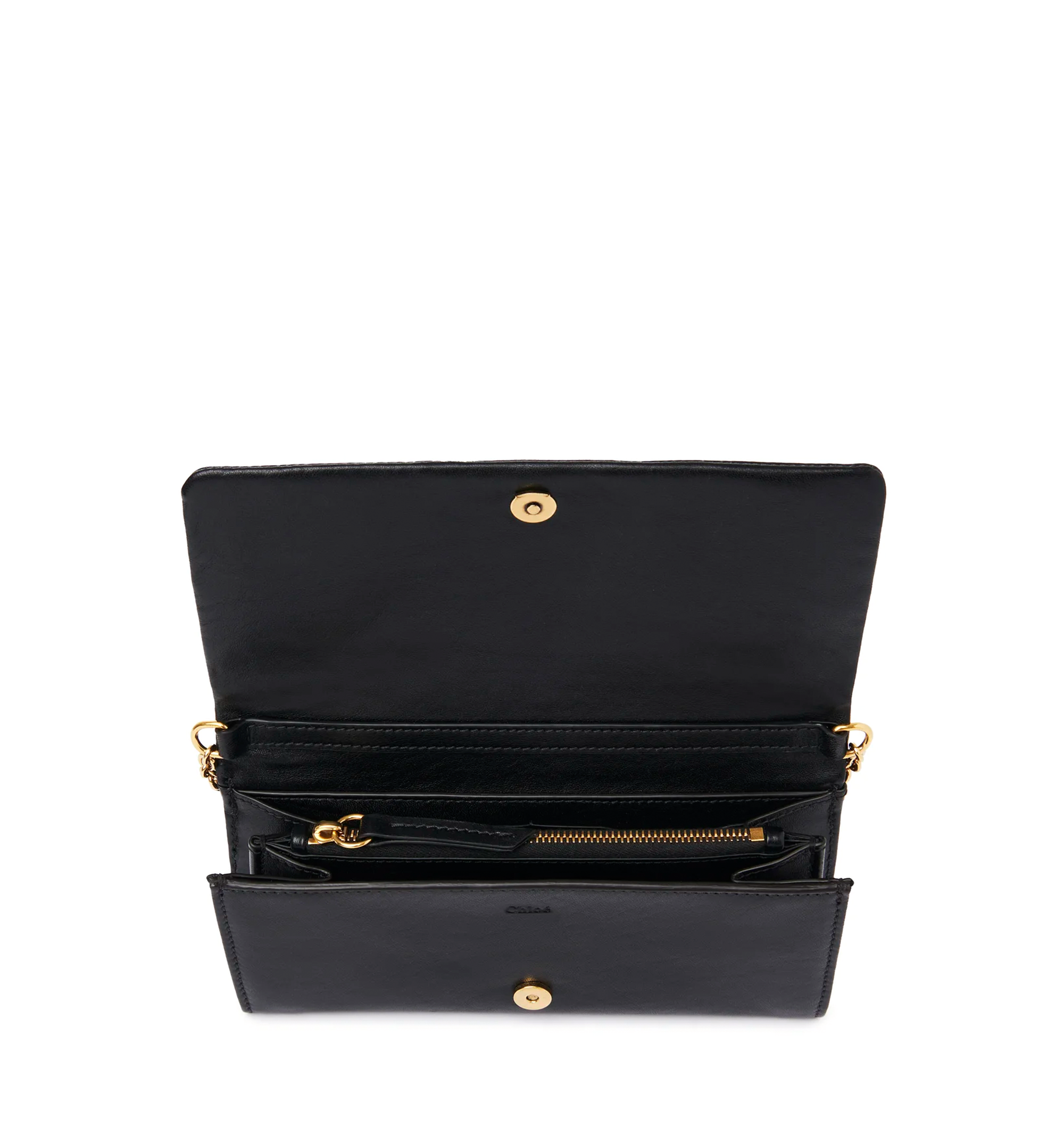 Chloé Spin Flap Wallet on Chain in Grained Leather