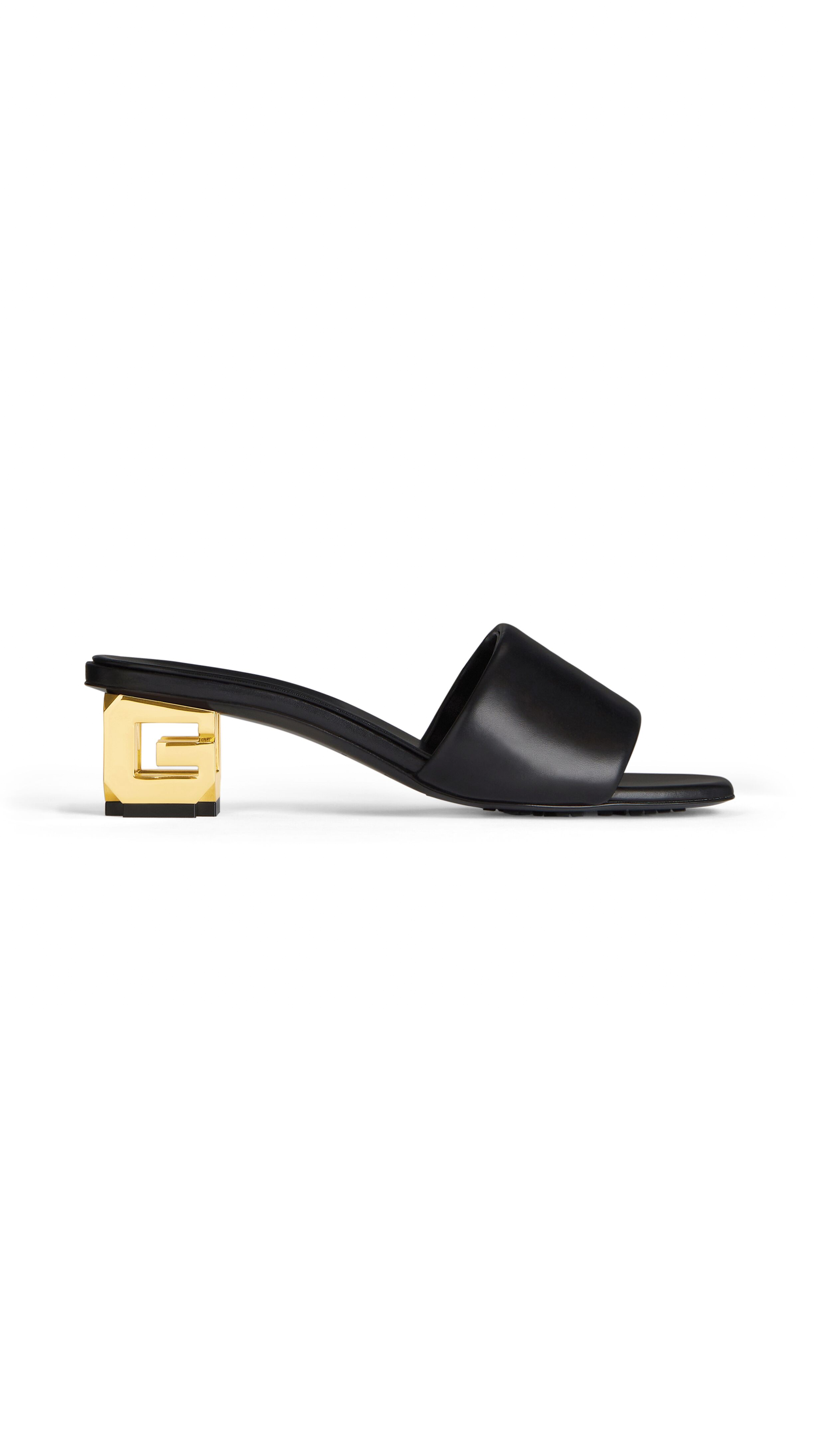 G Cube Mules in Leather - Black