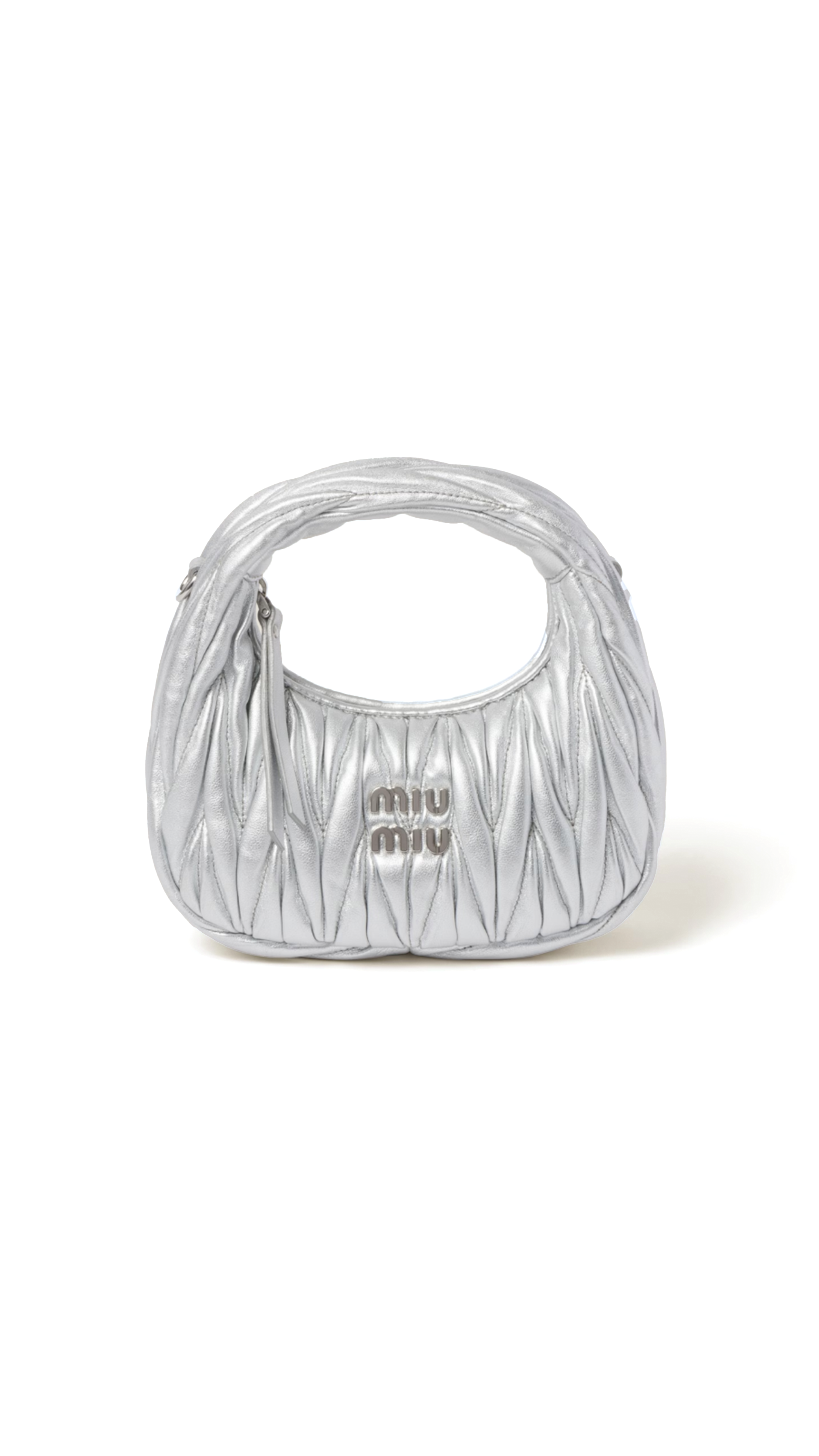 Wander Matelassé Nappa Leather Hobo Mini-bag - Silver