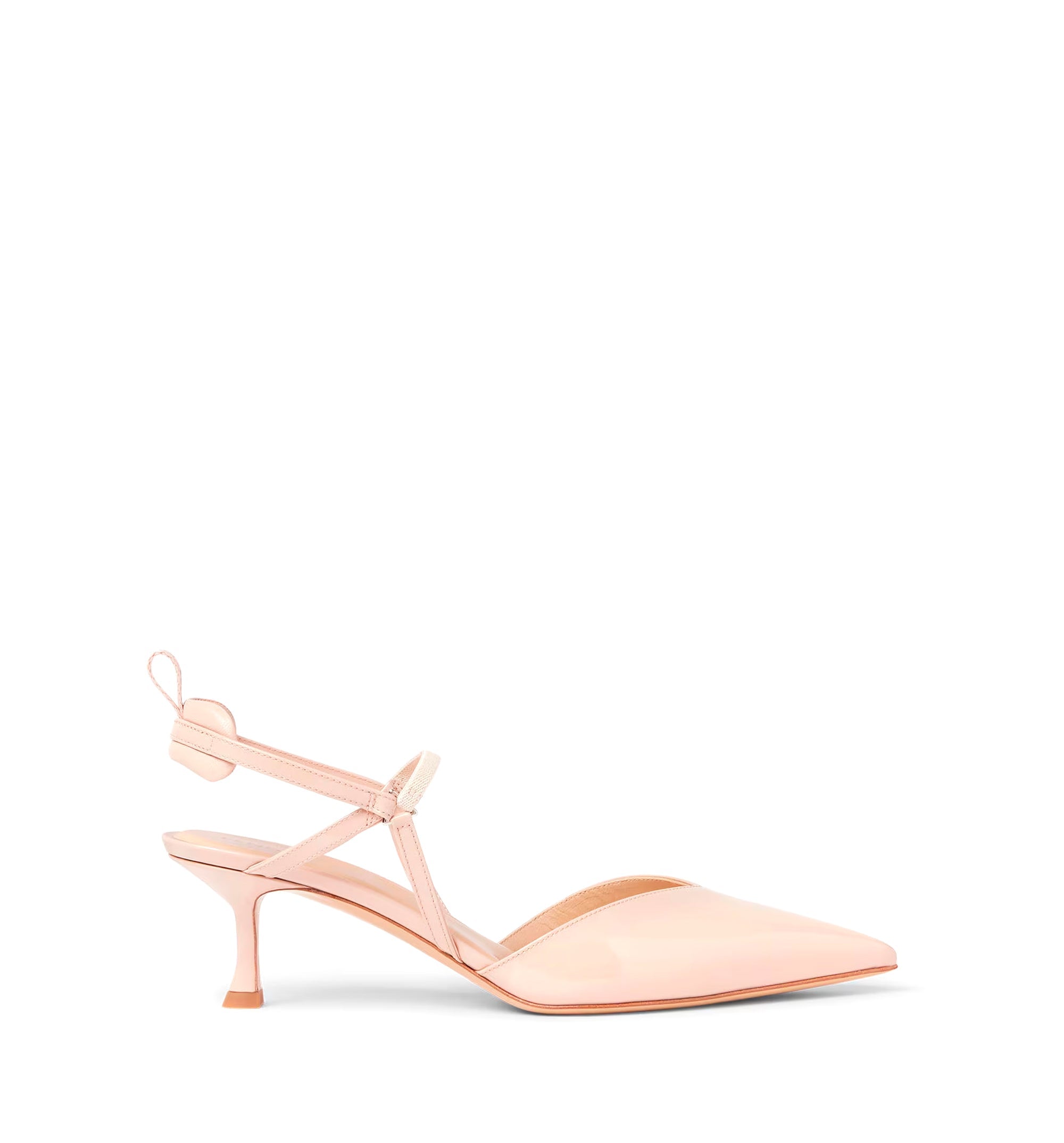 Nude patent leather medium-heeled slingbacks