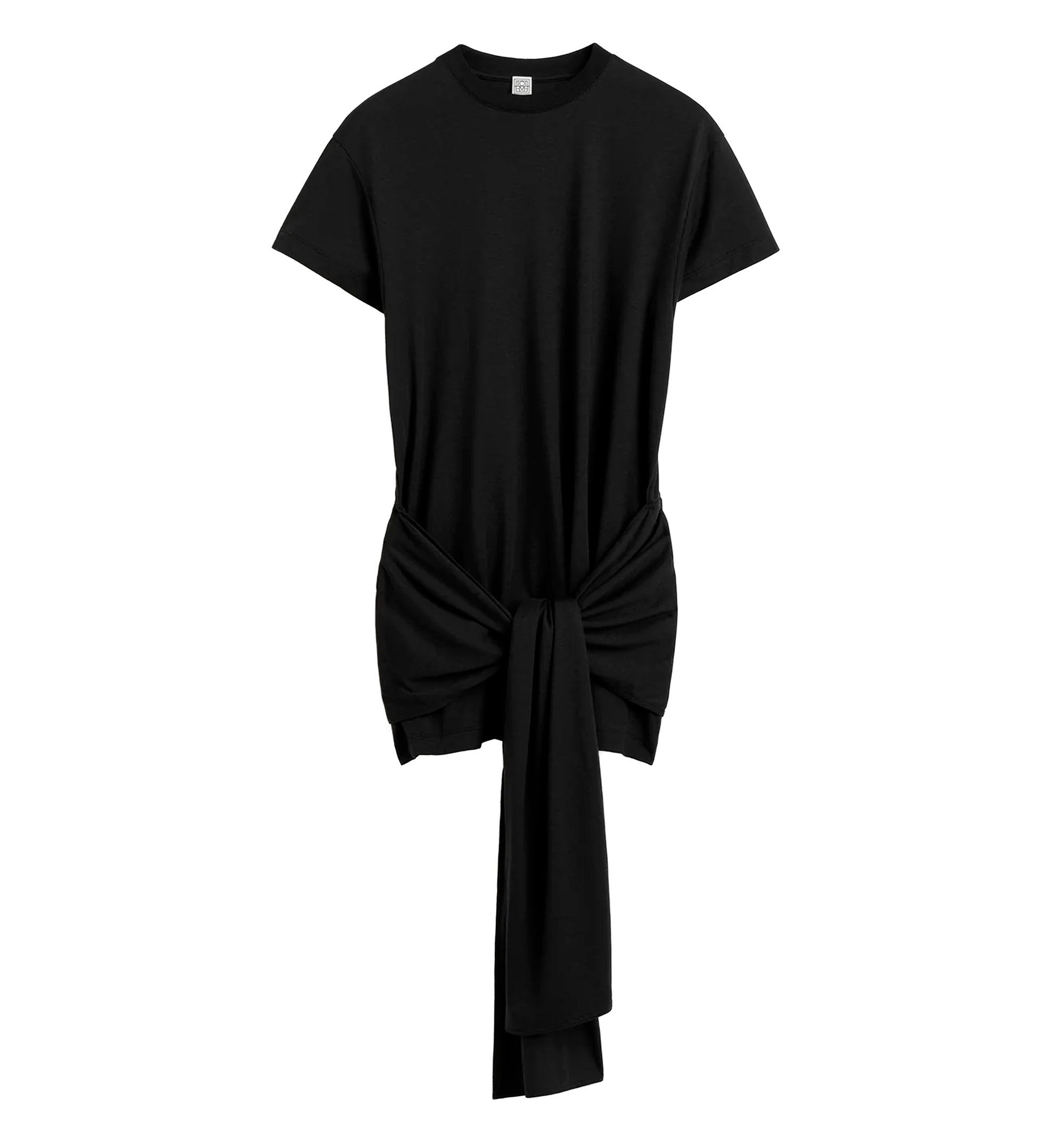 Tie-waist jersey top black