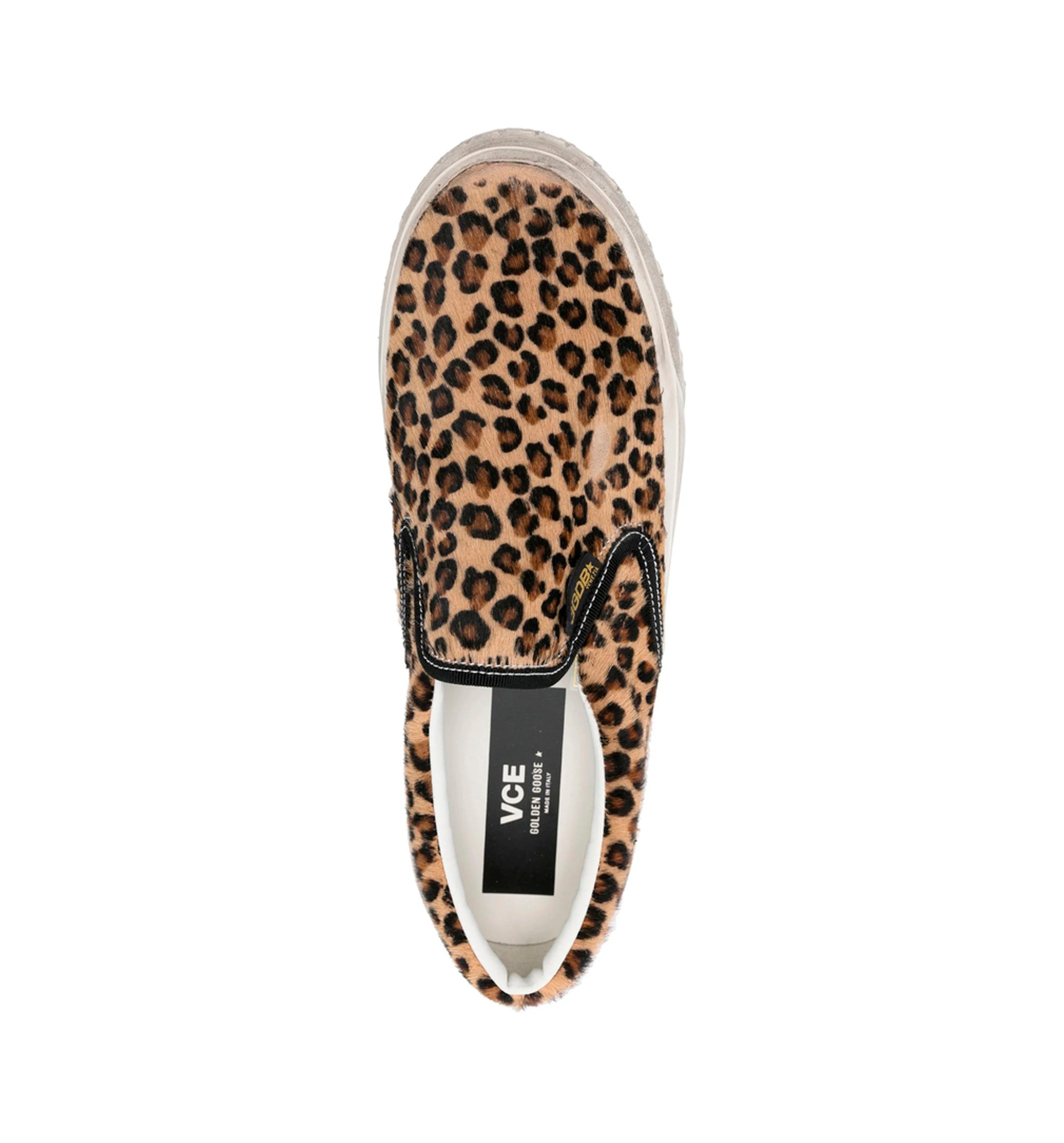 Penstar in leopard-print pony skin with black leather heel tab