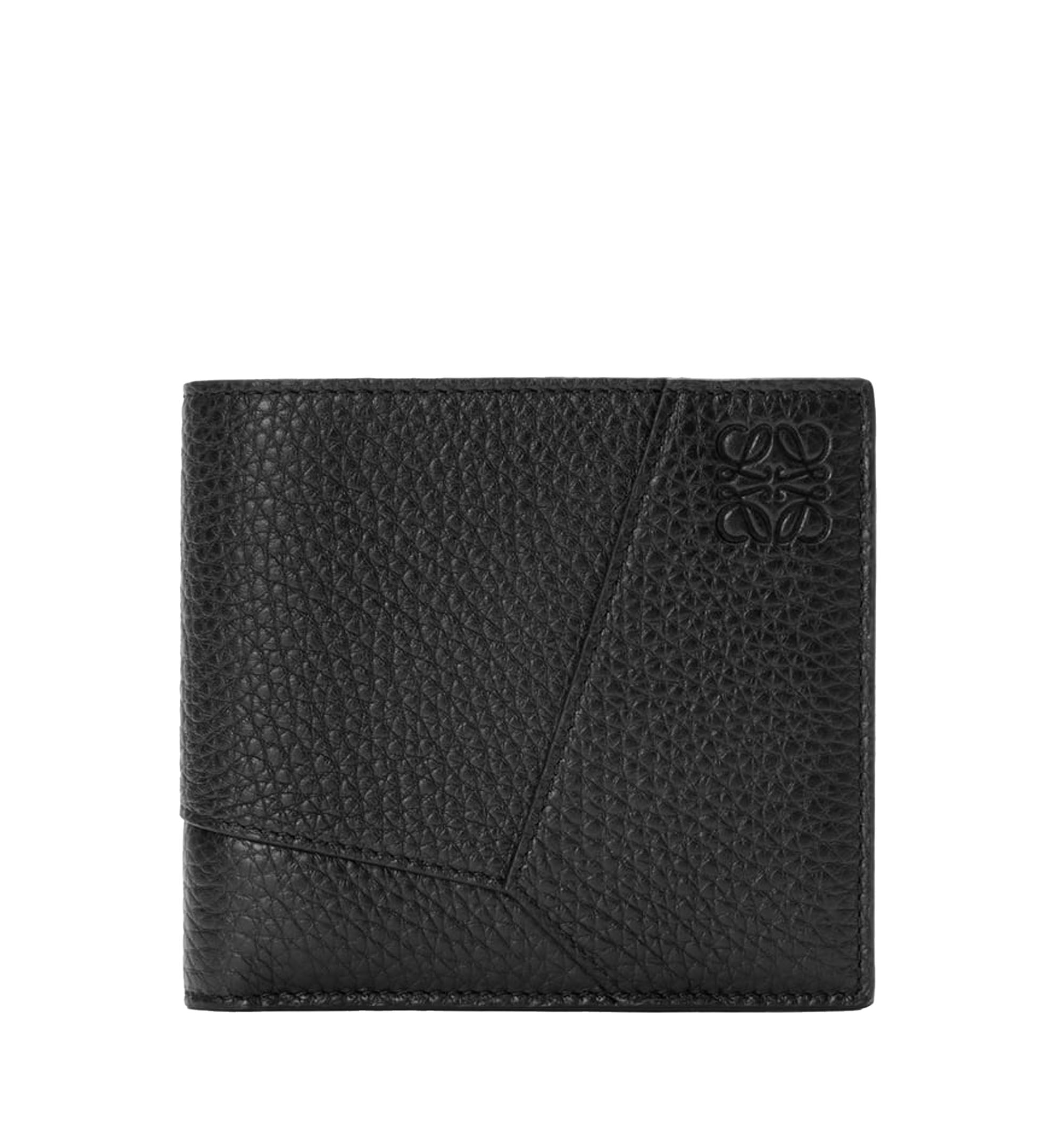Puzzle Bifold coin Wallet in Grained Calfskin Black