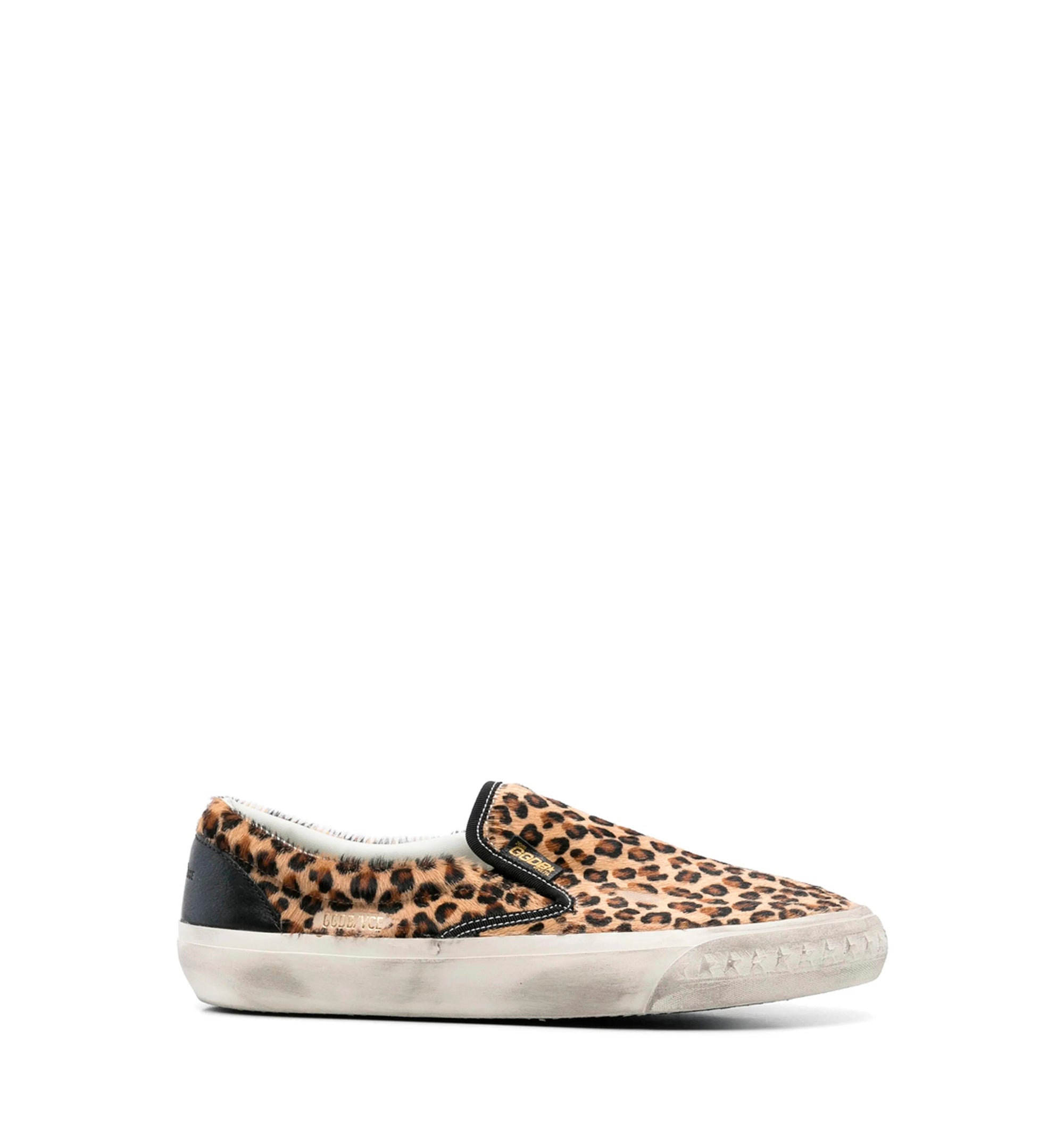 Penstar in leopard-print pony skin with black leather heel tab