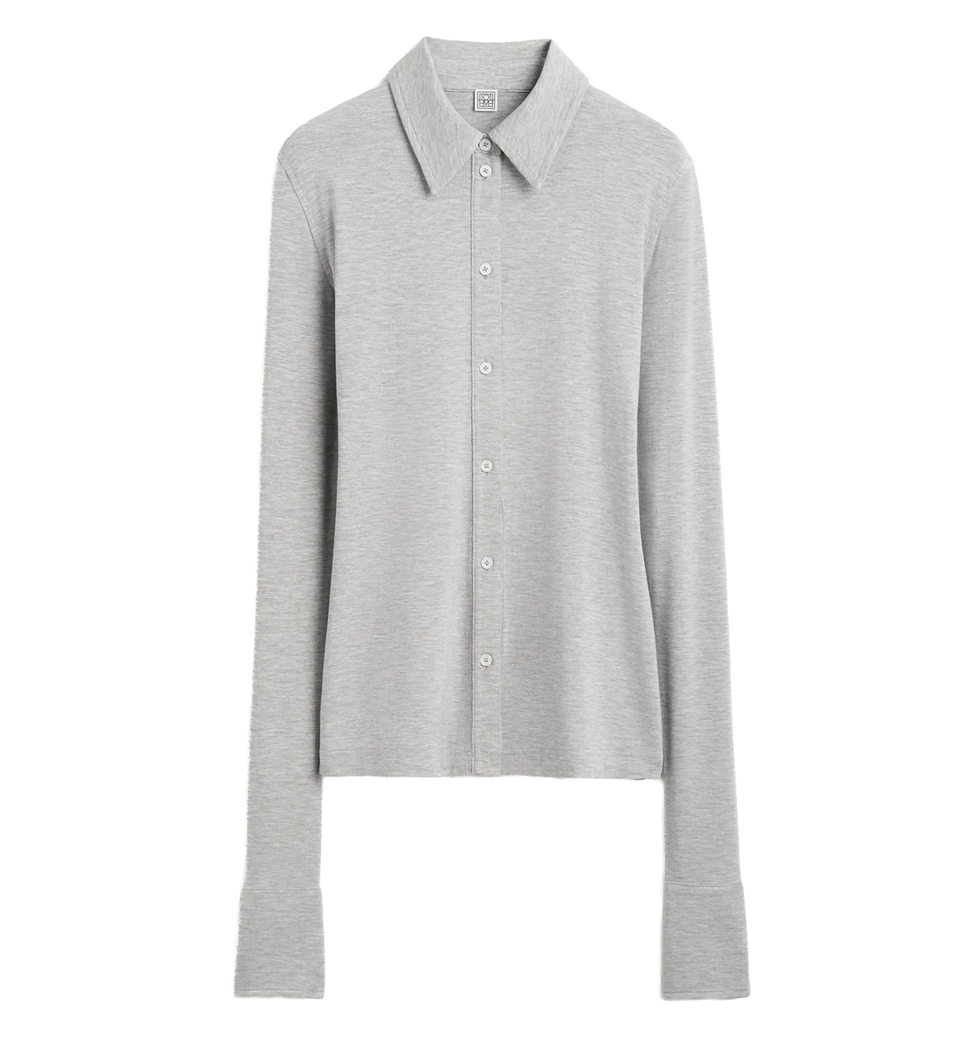 Fitted jersey shirt pale grey mélange