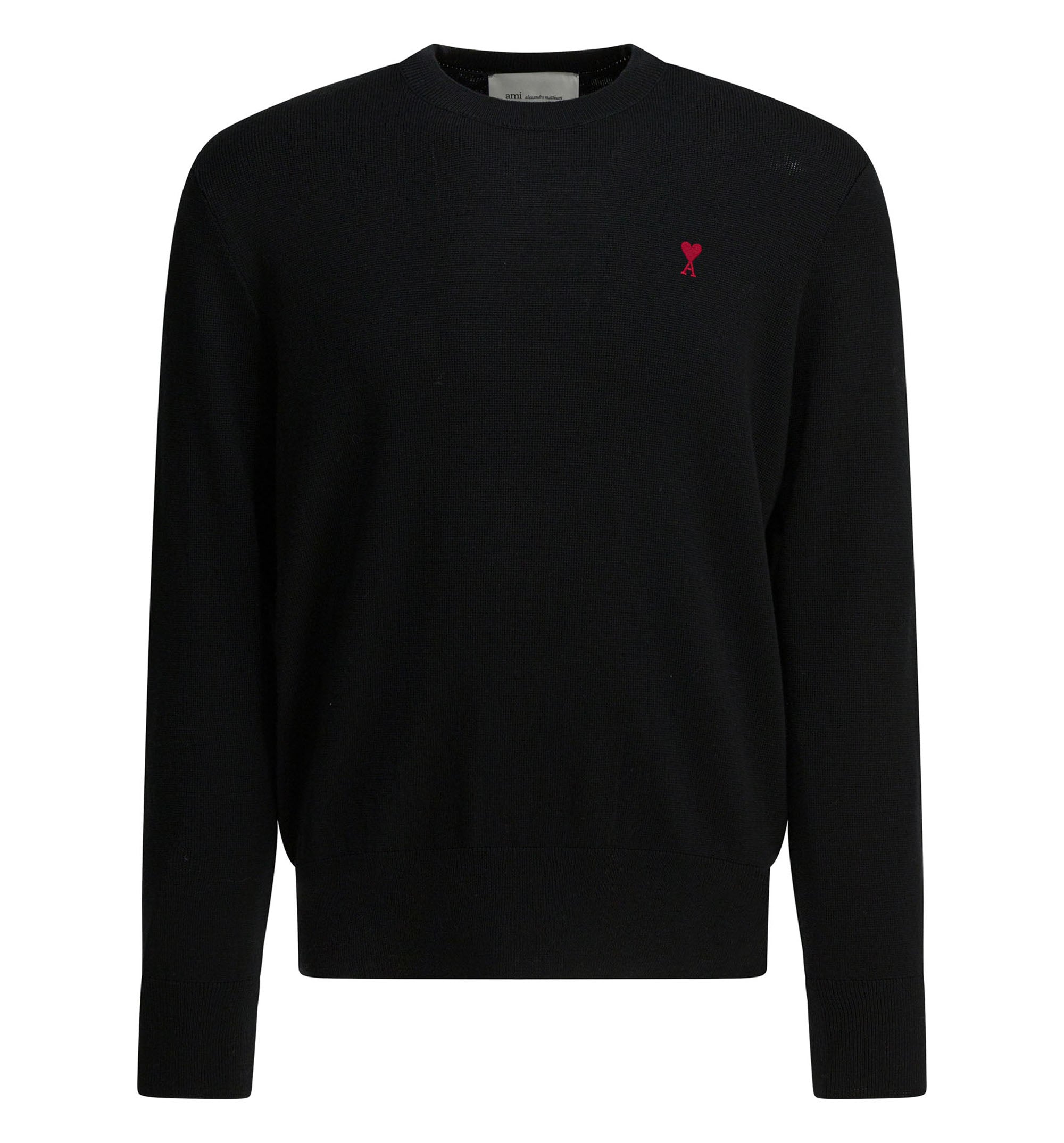 Black crewneck wool sweater with Ami de Coeur