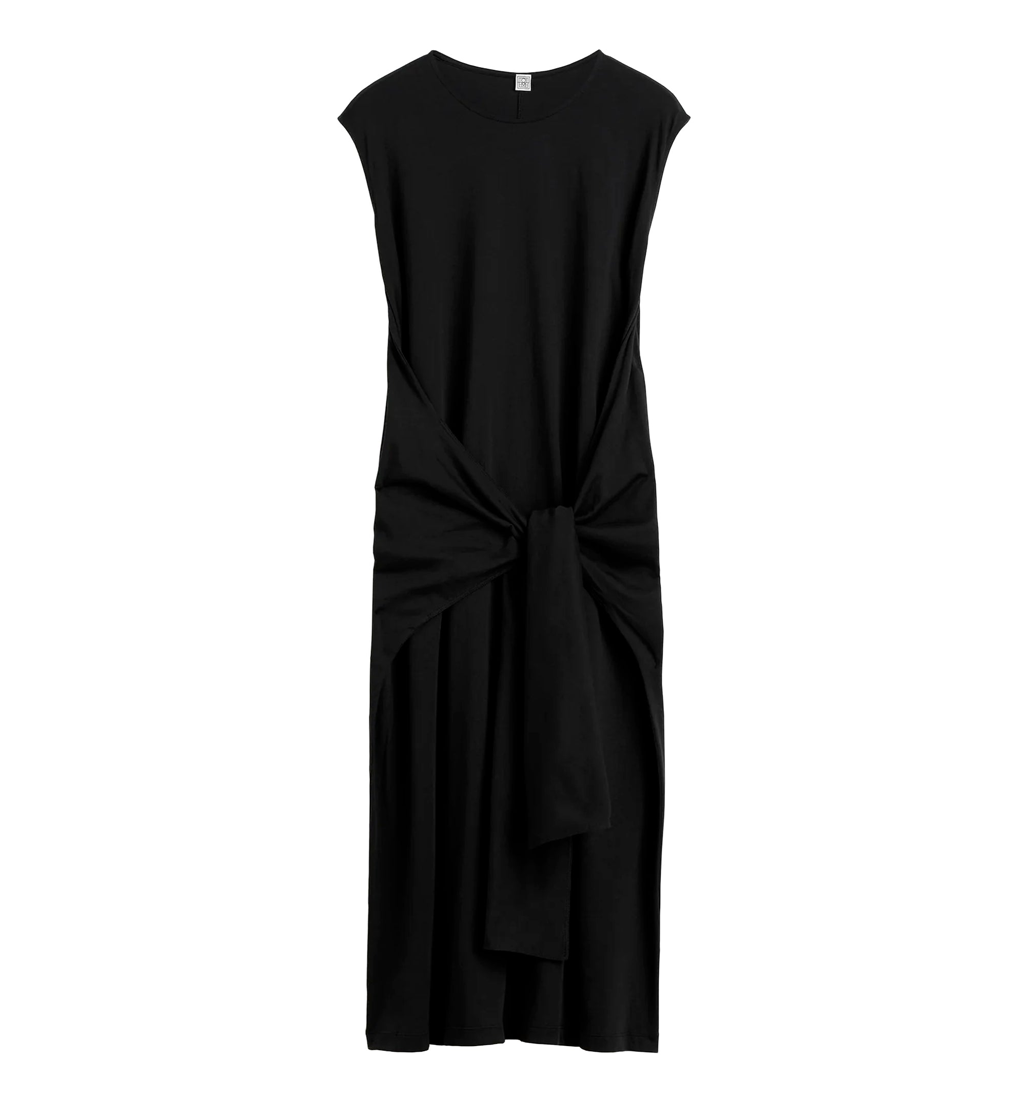Tie-waist jersey dress black