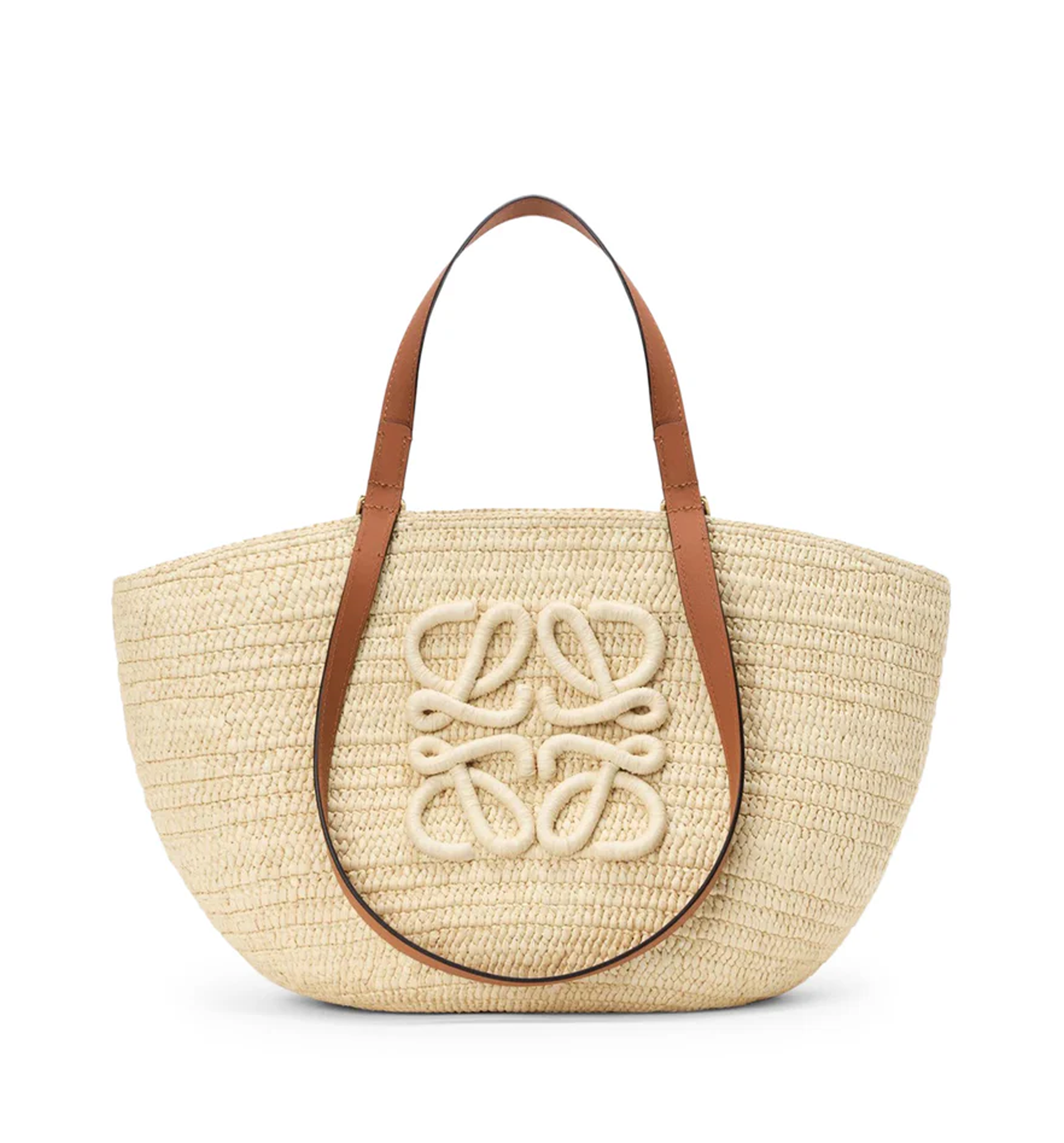 Medium Eclipse basket in raffia and calfskin