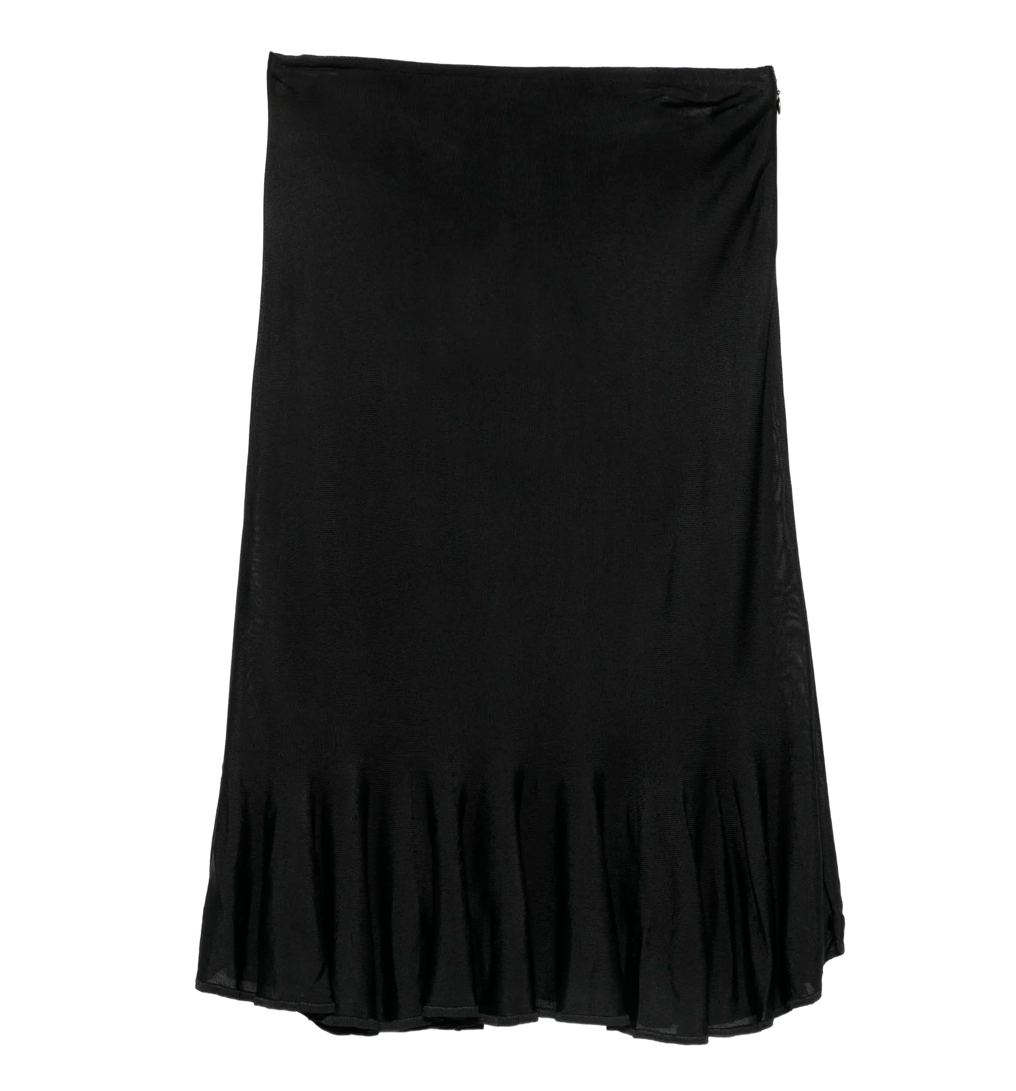 Fluted-hem knitted midi skirt