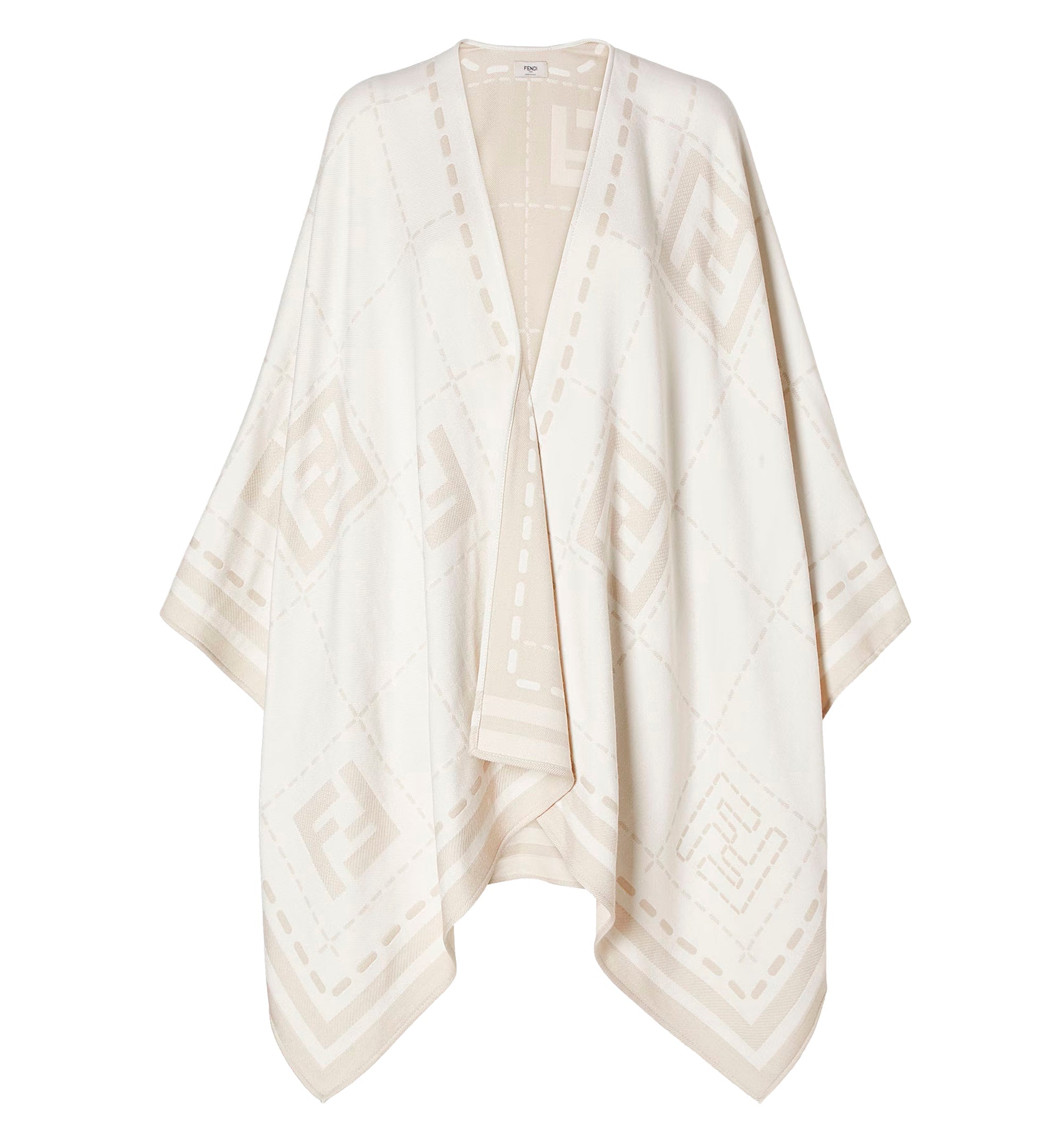 Ivory and dove gray wool poncho