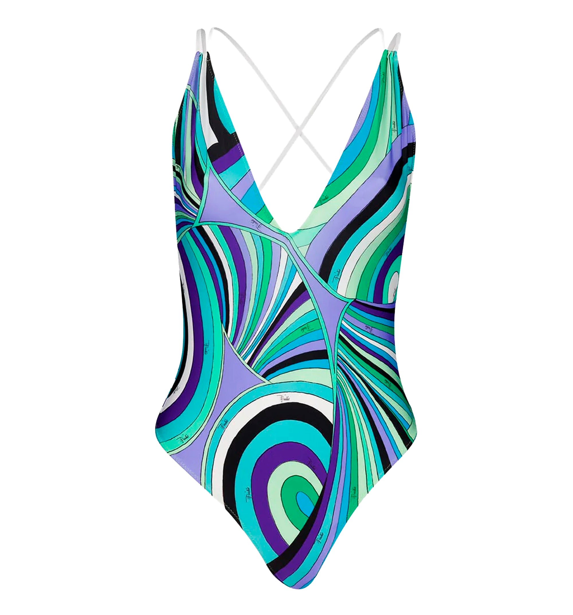 Iride V-Neck Swimsuit in Verde Lilia Print