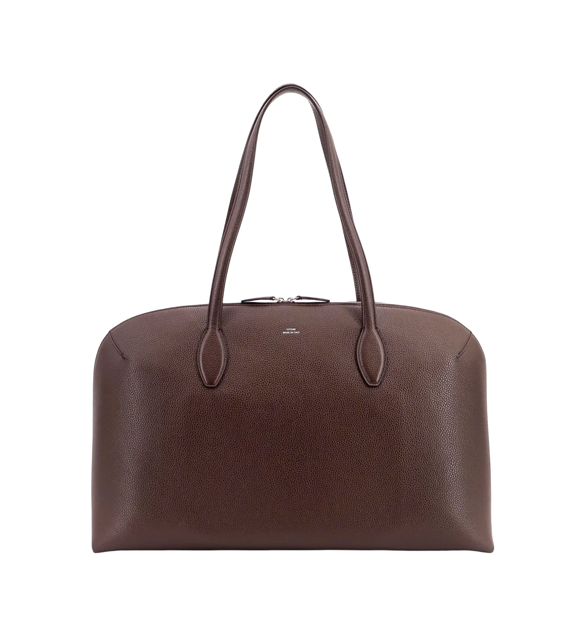 Suede handbag with engraved logo on the front