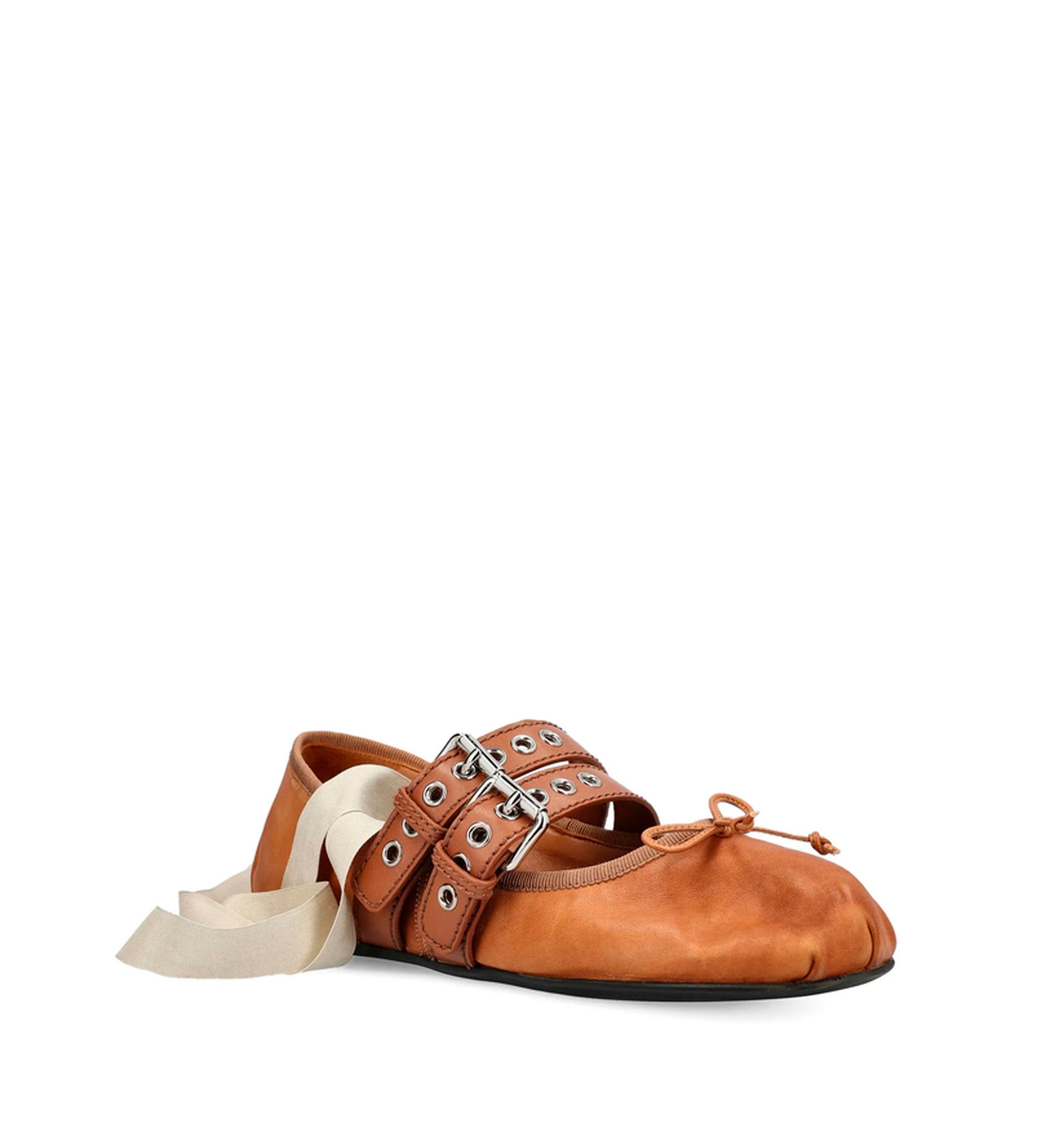 Nappa and calf leather ballerinas