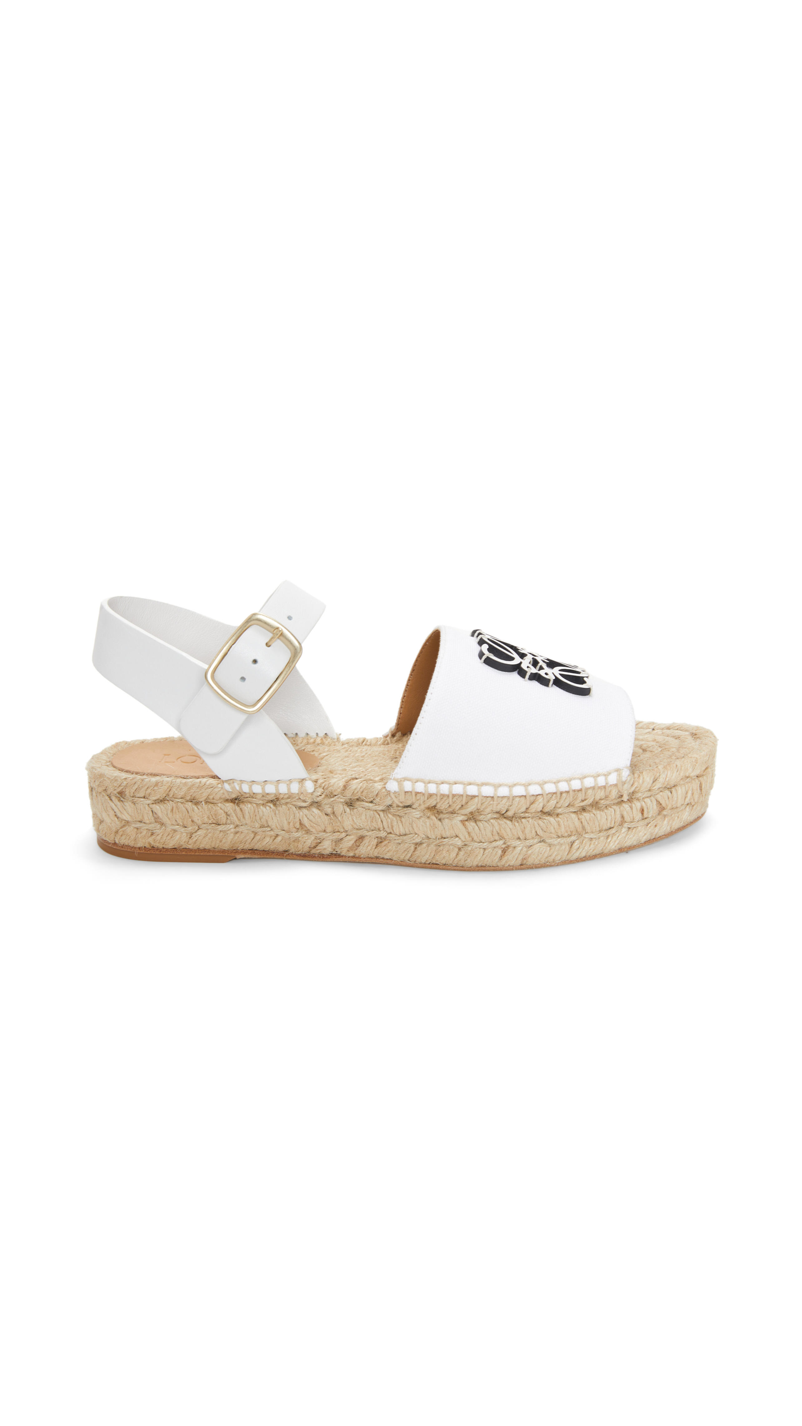 Anagram Espadrille in Canvas and Calfskin - White