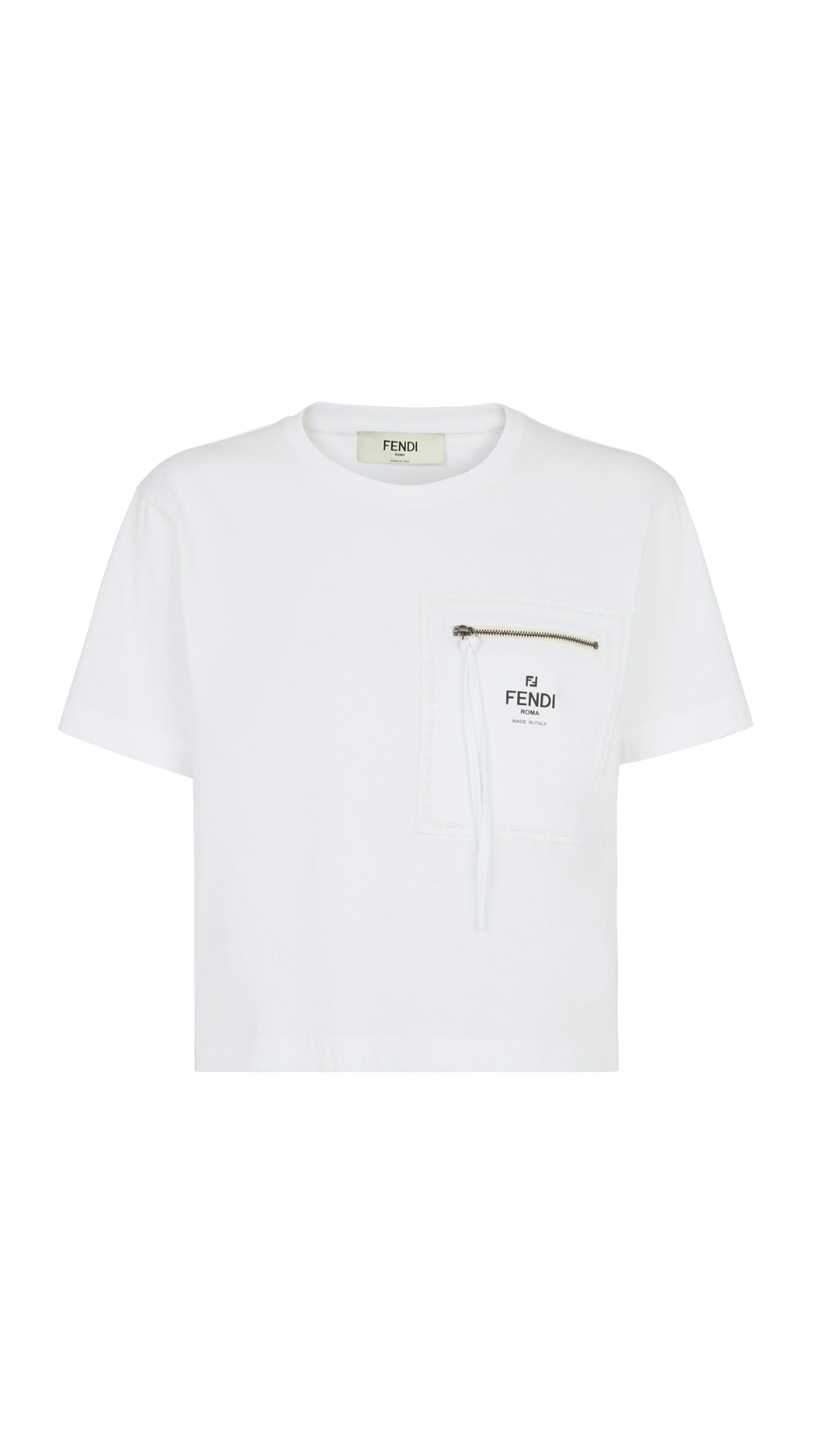 Jersey T-shirt with Zip Pocket - White