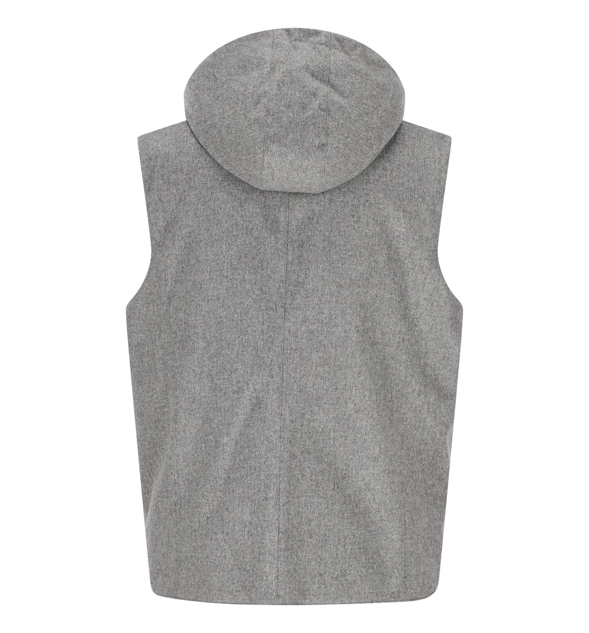 Bonded Wool Flannel Down Vest with Detachable Hood