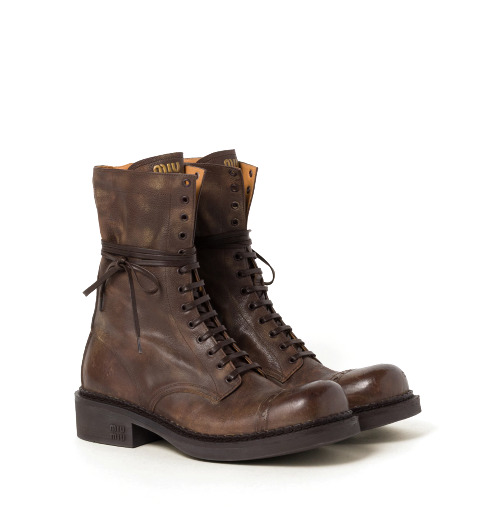 Leather laced booties