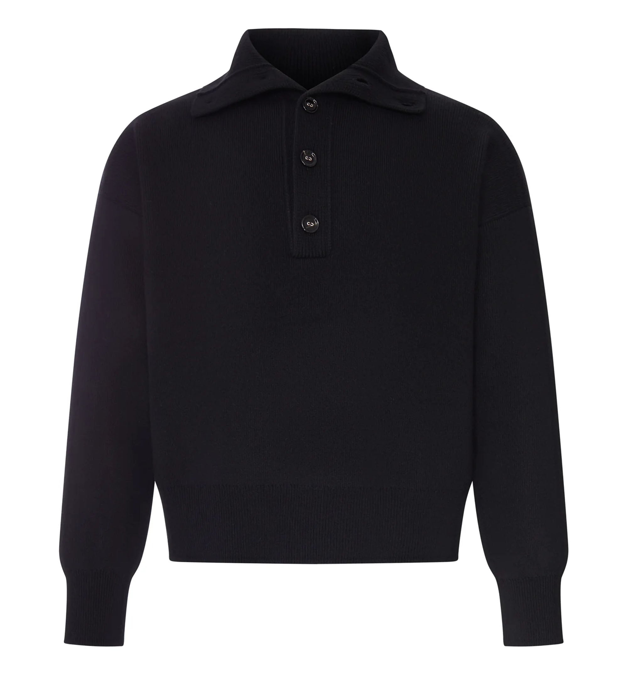 Wool Sweater With Polo Collar