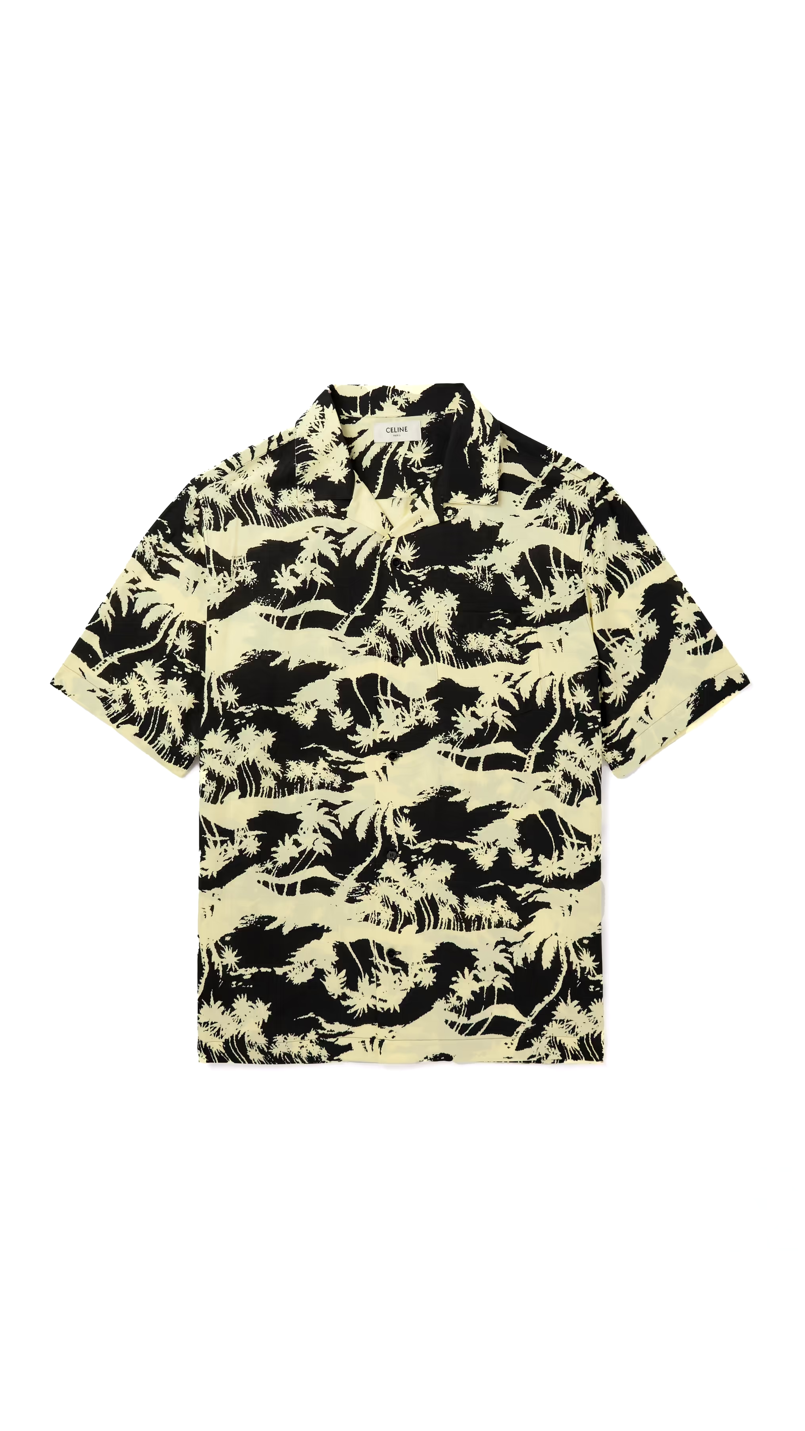 Hawaiian Shirt in Printed Viscose - Black/Paille