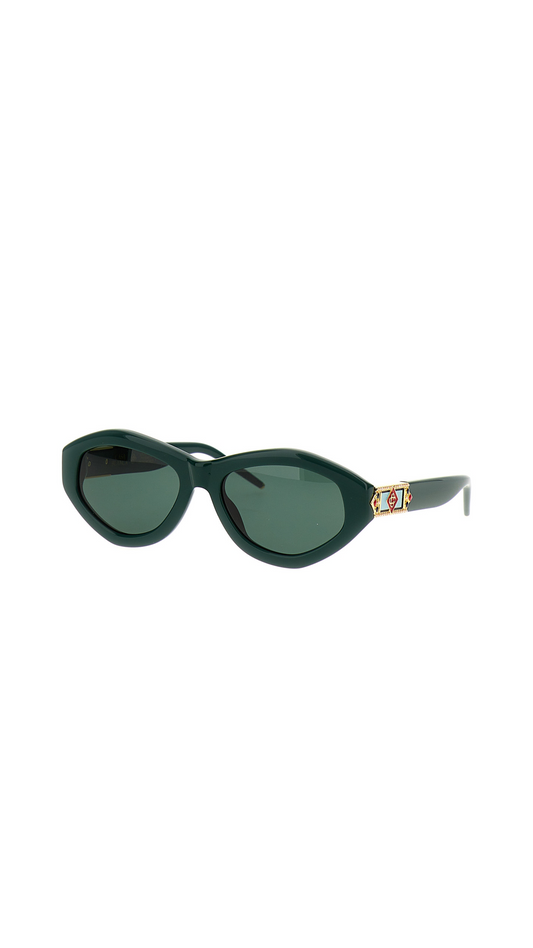 'Monogram Plaque' Sunglasses - Dark Green
