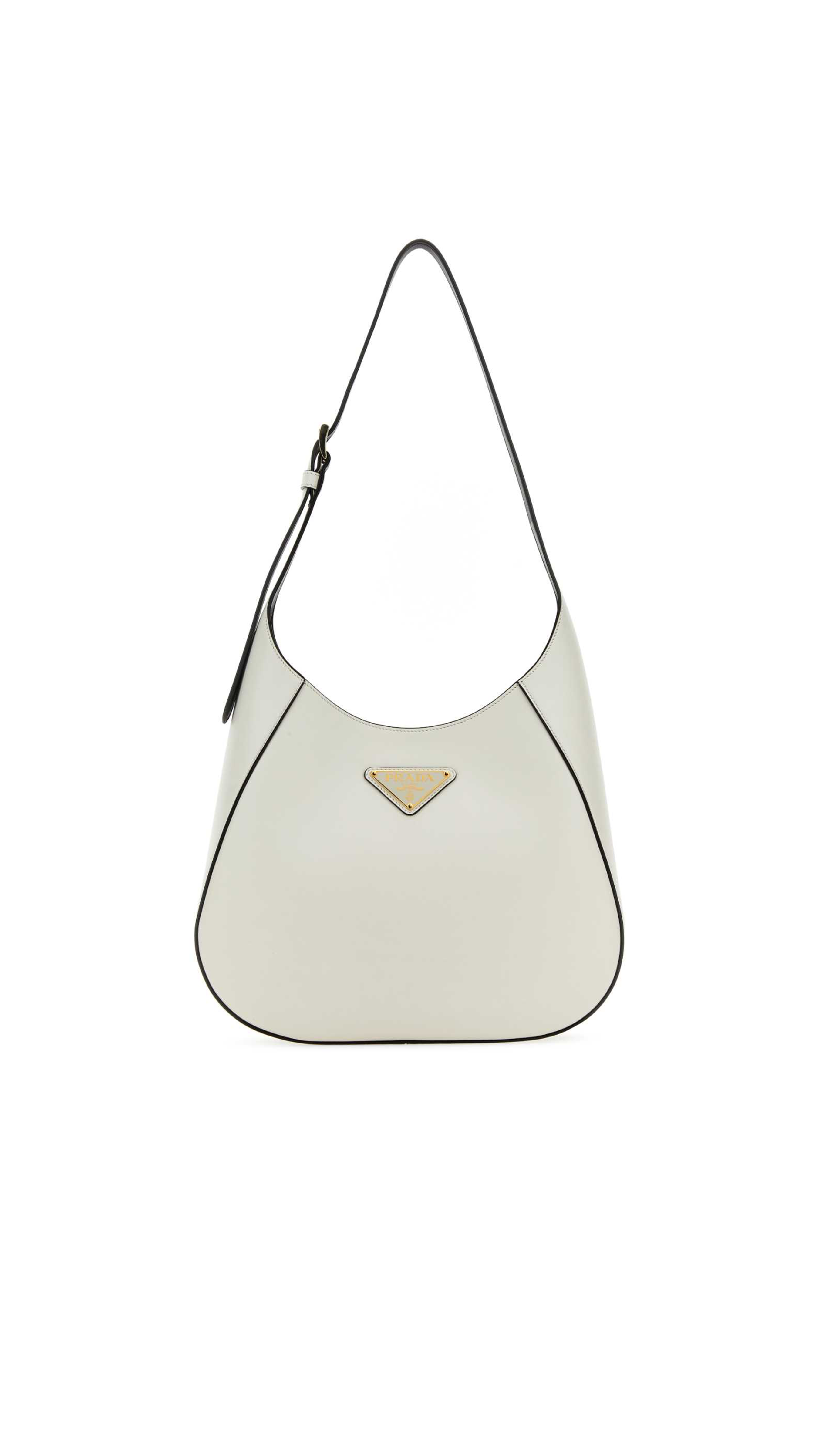 Logo Plaque Medium Hobo Bag - White