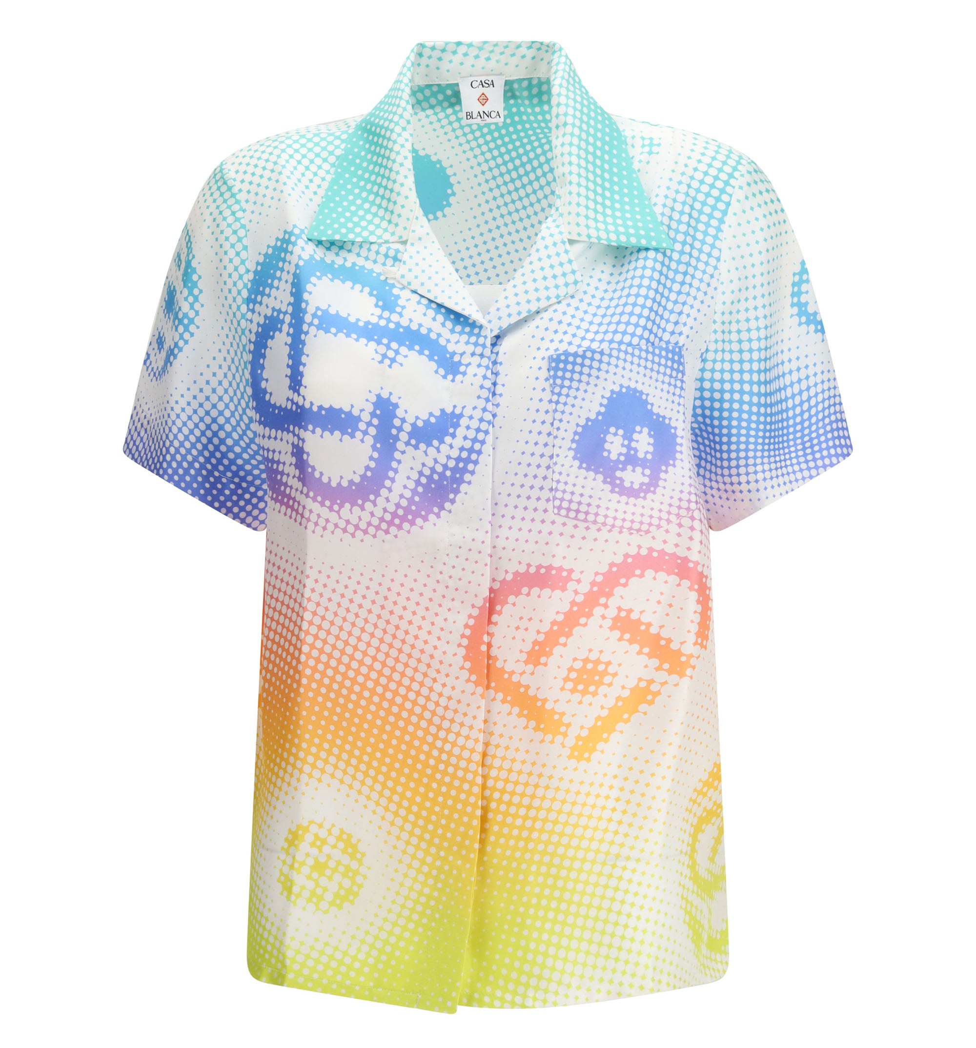Halftone Logo Short Sleeve Silk Shirt