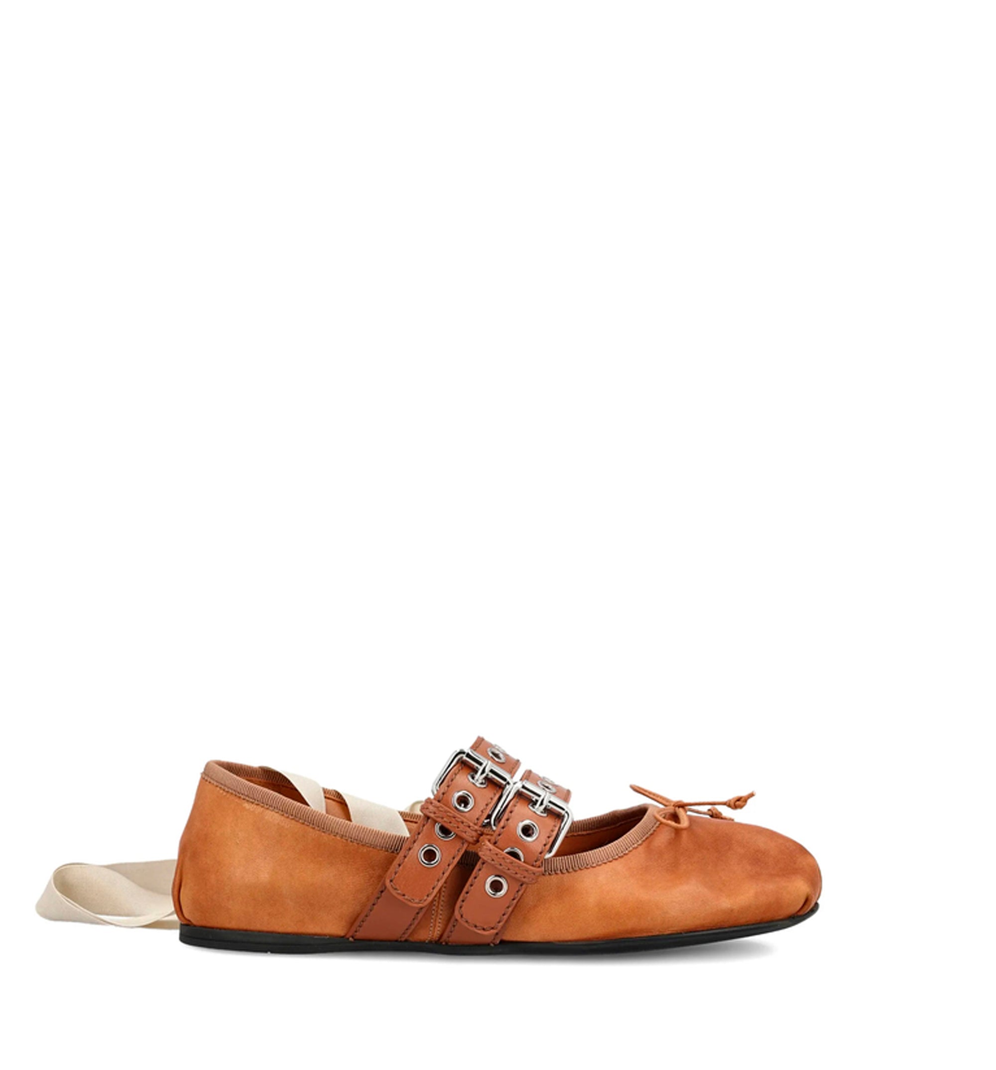 Nappa and calf leather ballerinas