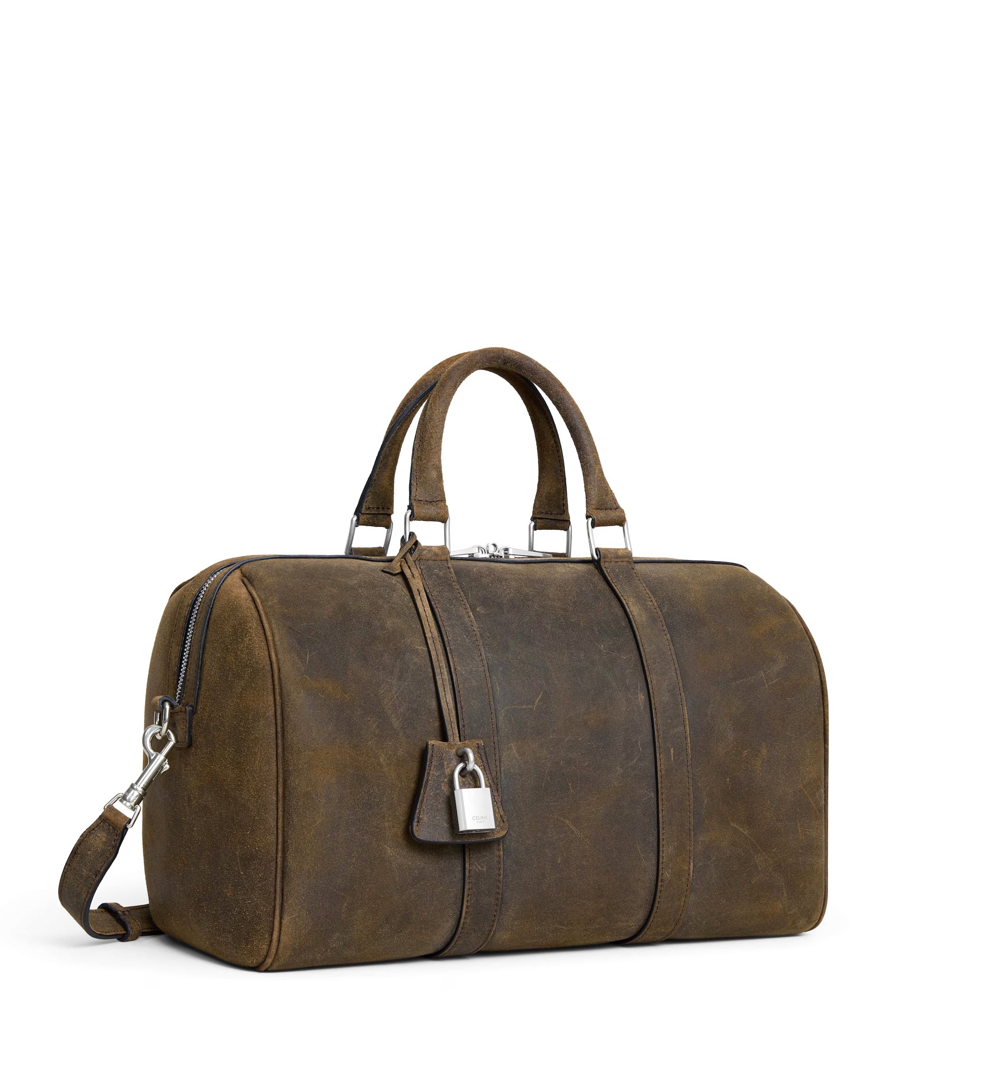 Large Boston In Suede Calfskin Waxed Effect