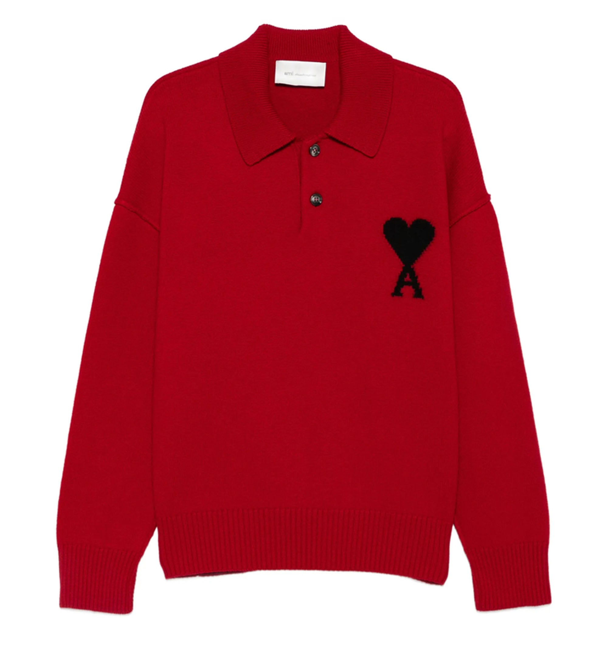 Red wool polo with Ami de Coeur