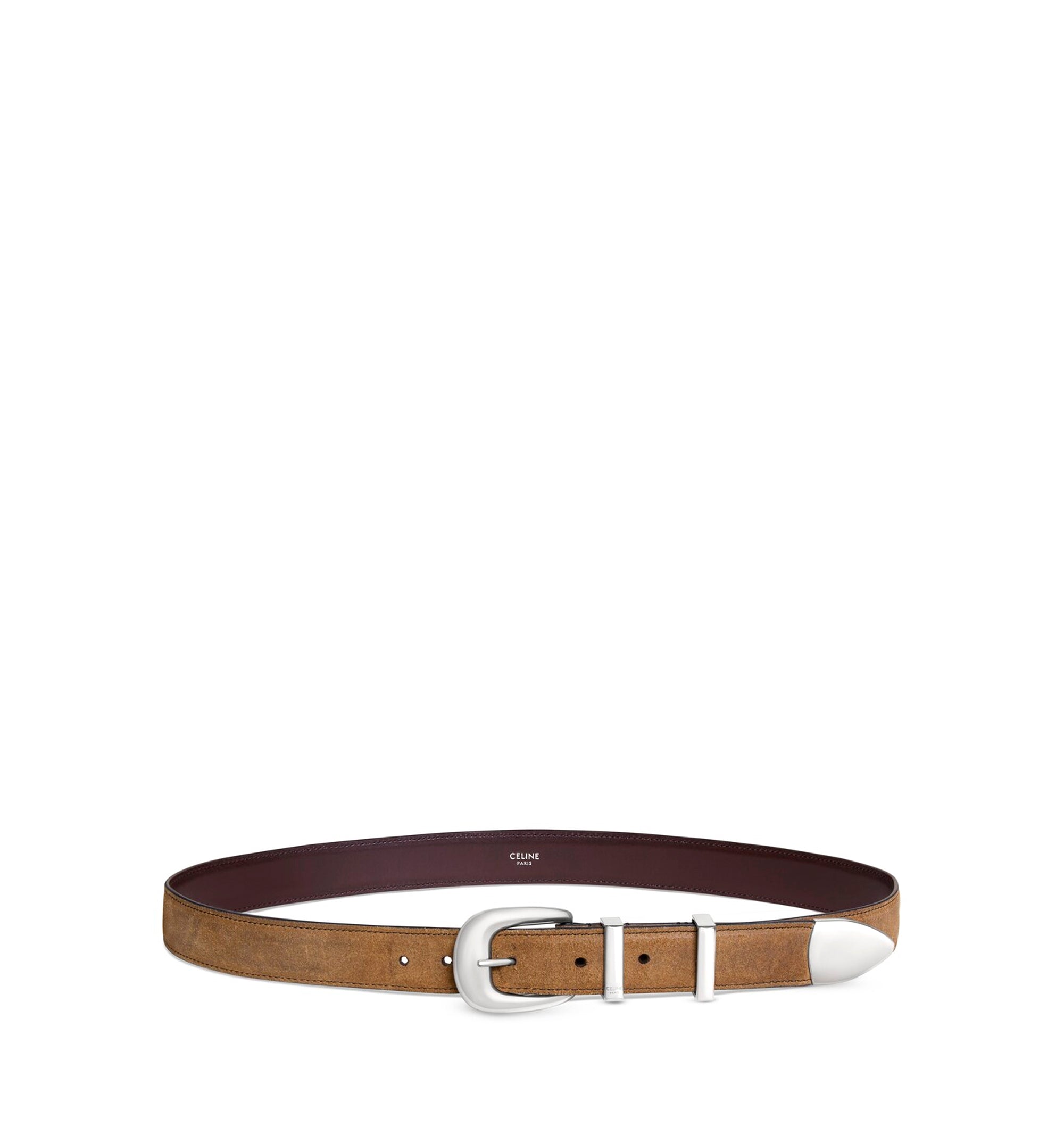 Western Belt 25mm In Suede Calfskin With Waxed Effect