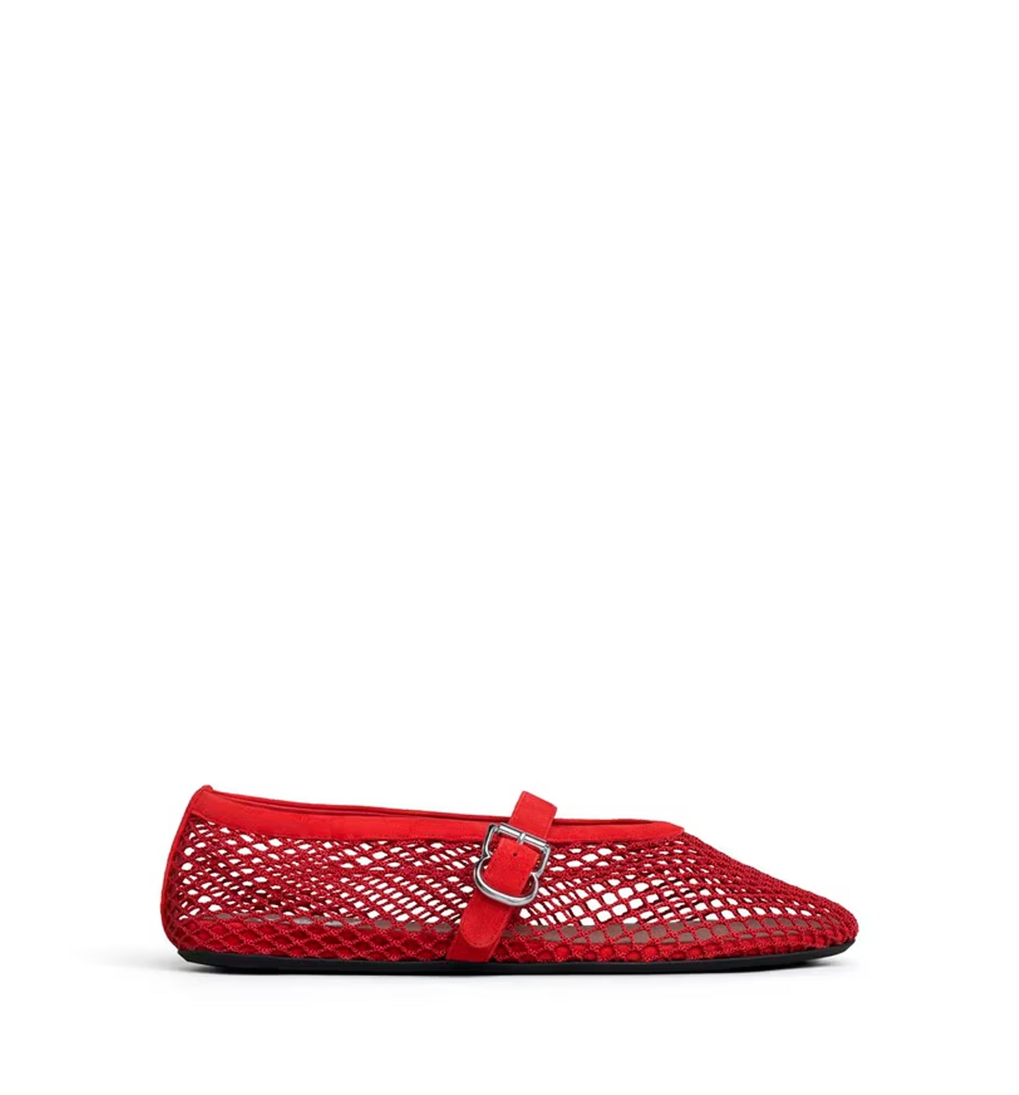 Ballet Flats In Fishnet And Suede