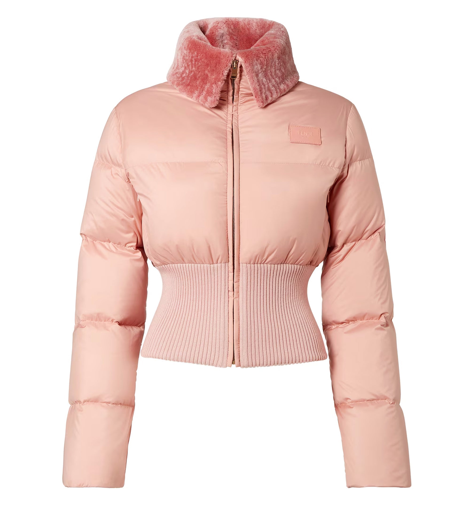 Technical fabric and shearling down jacket