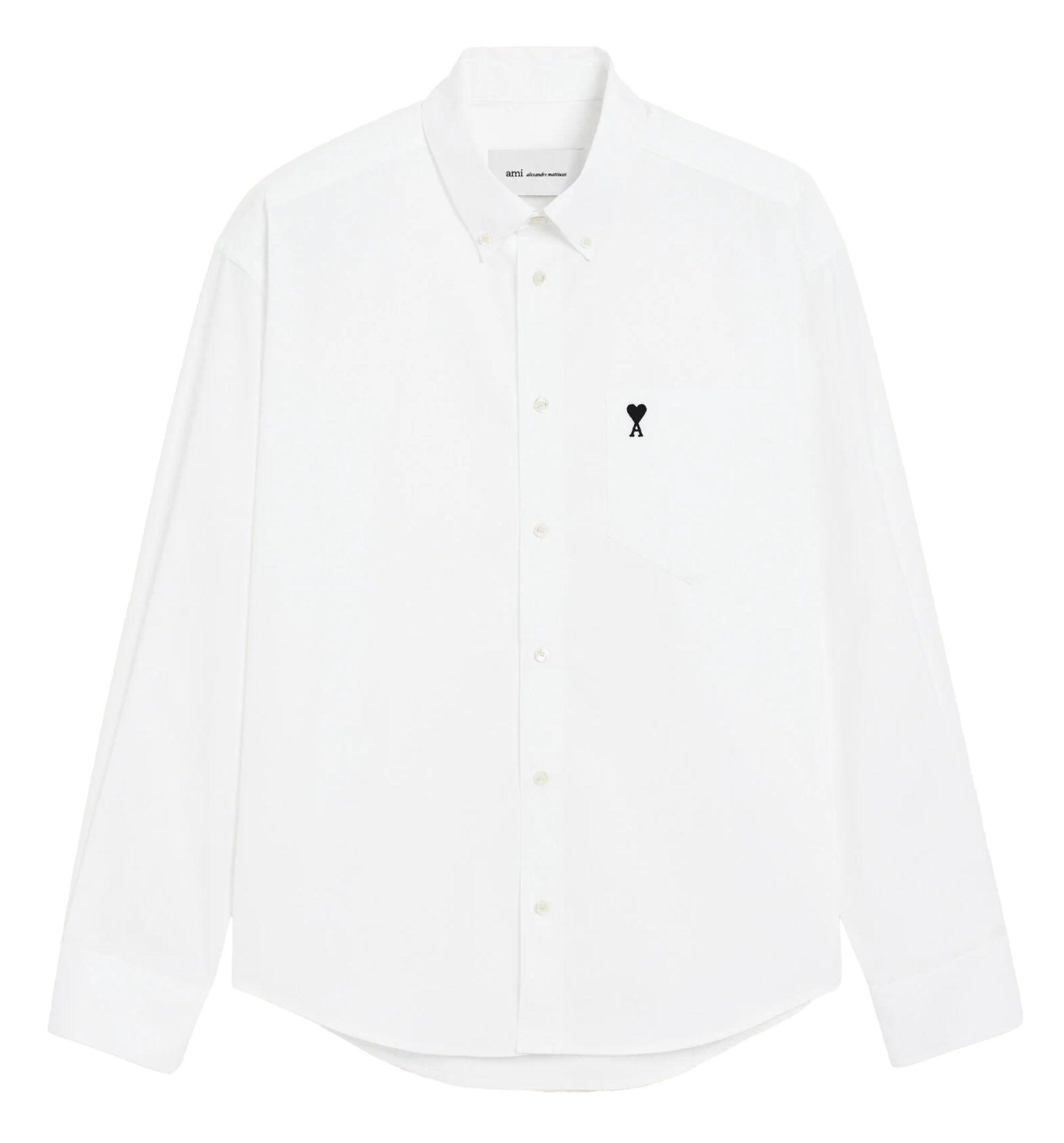 White boxy cotton shirt with Ami de Coeur