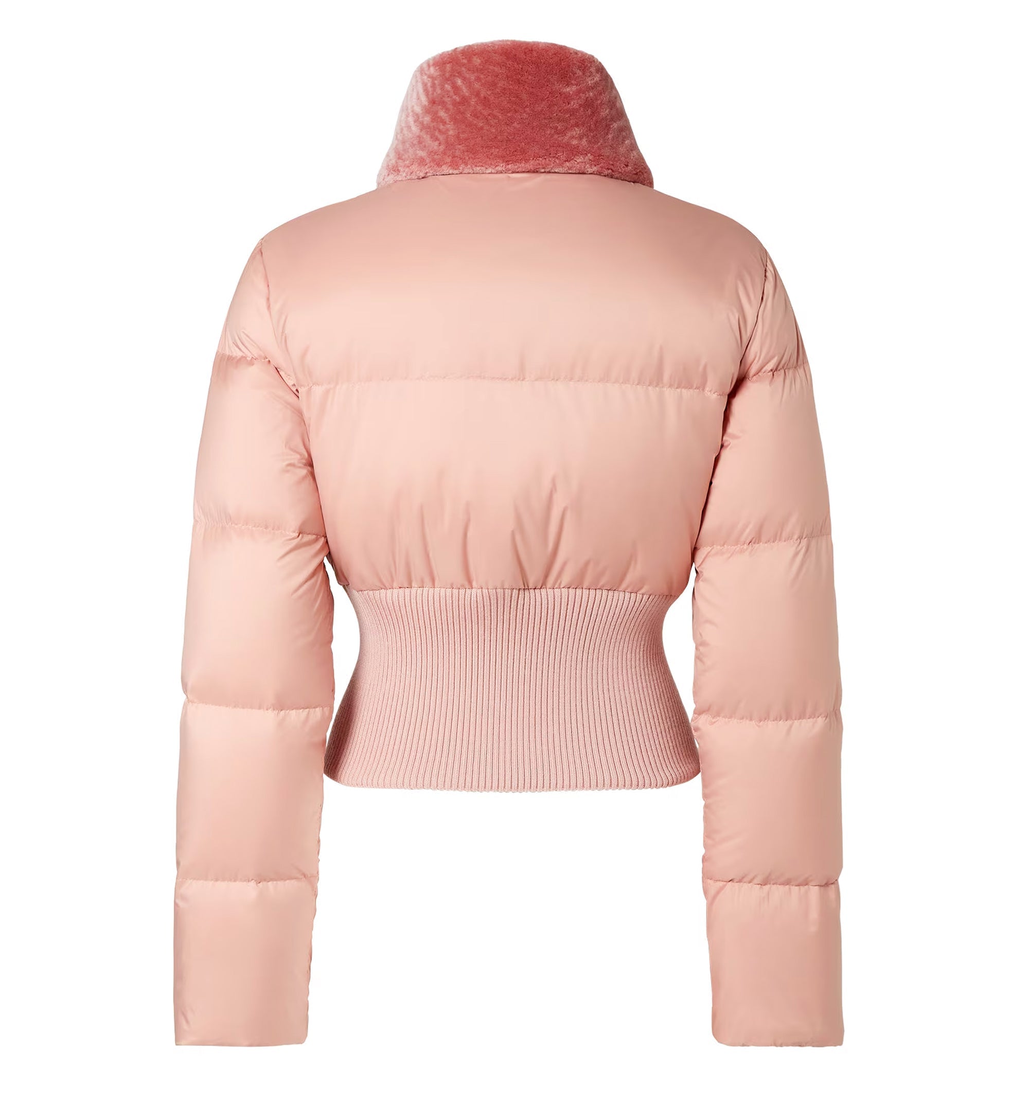 Technical fabric and shearling down jacket