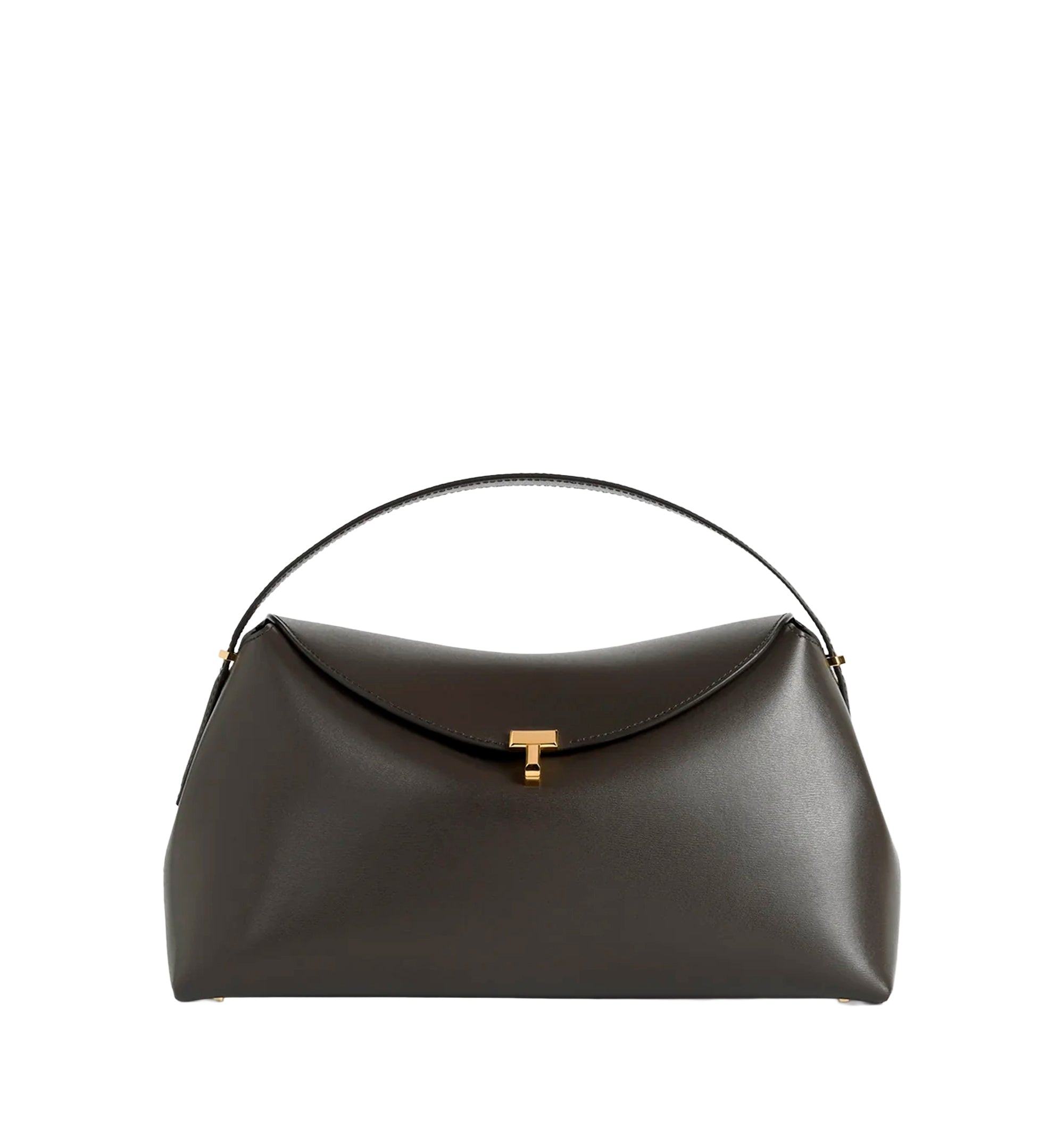 T-lock leather top handle bark