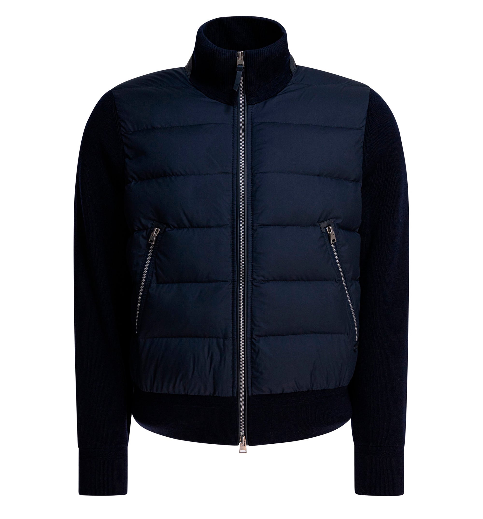 Nylon and wool short down jacket