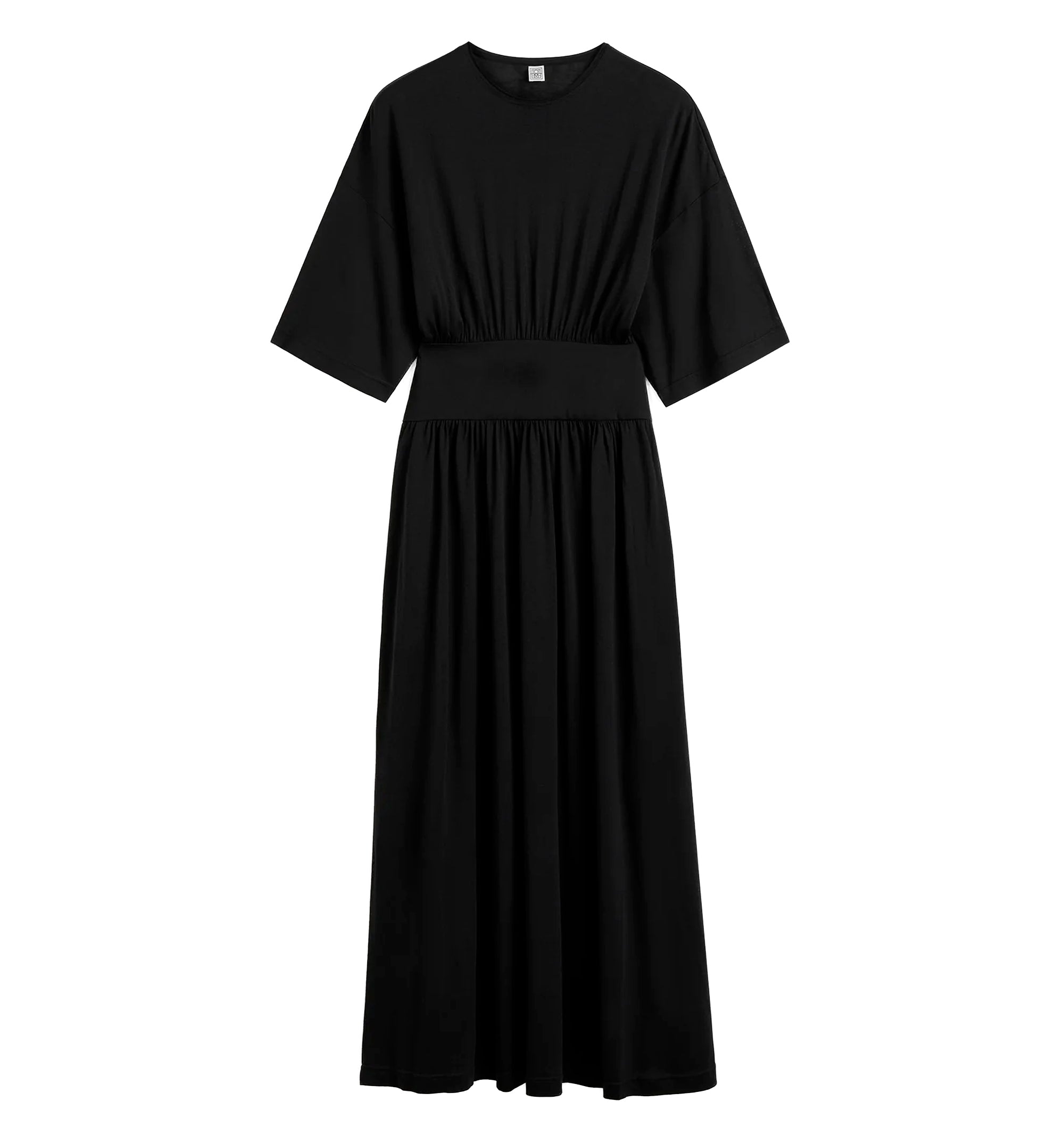 Cotton silk tee dress black