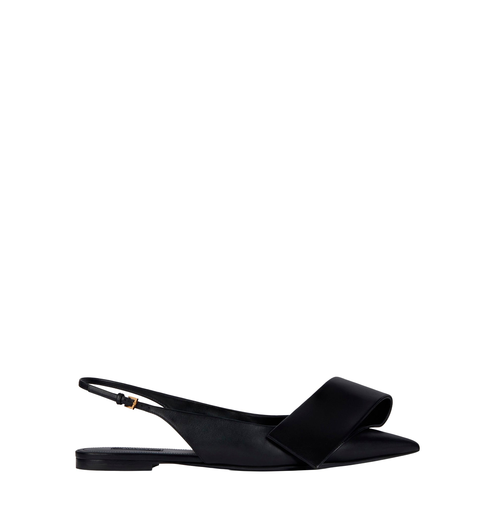 Twisted Ribbon flat slingbacks in leather