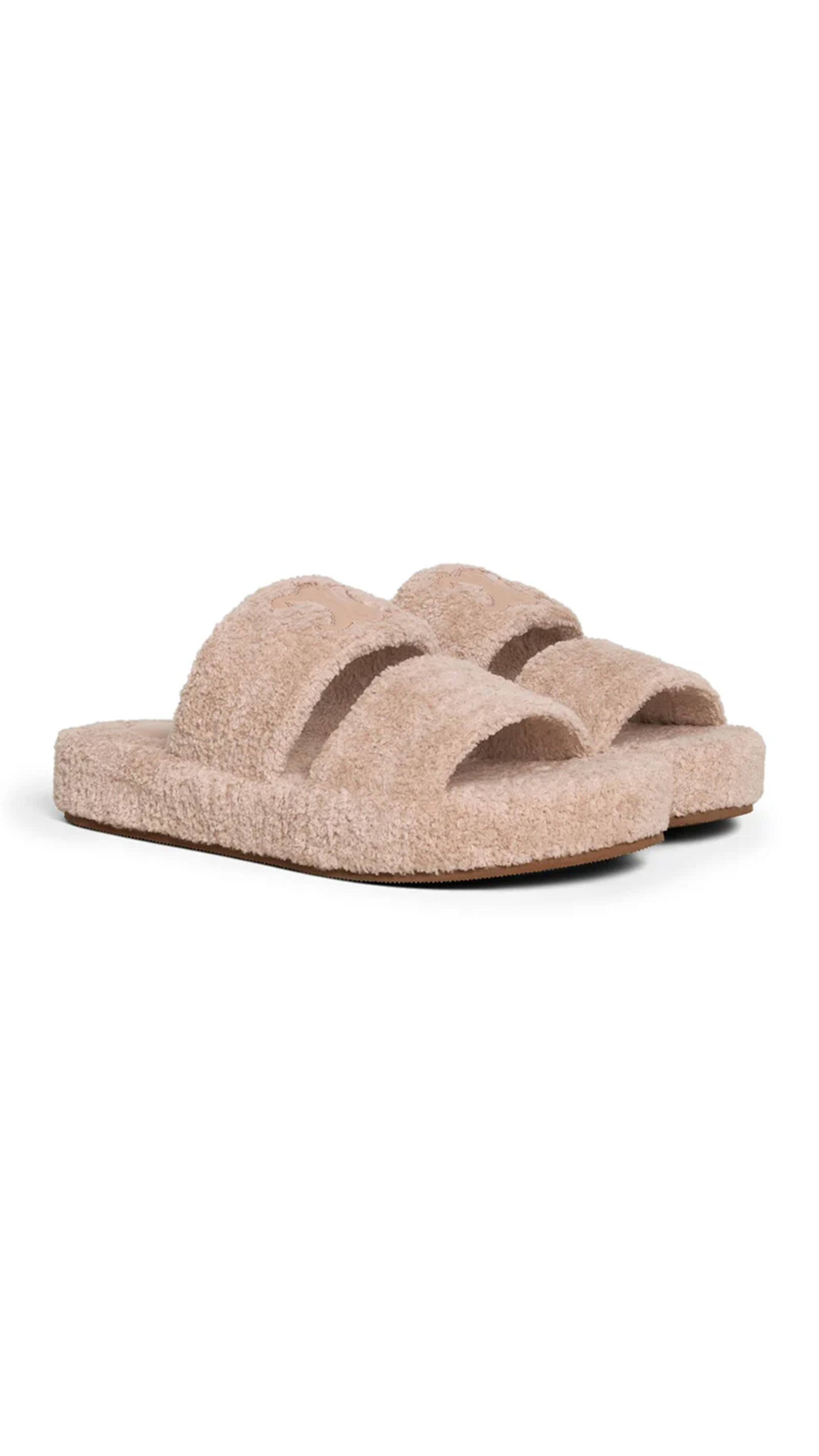 Triomphe Slides in Sponge Fabric - Faded Pink
